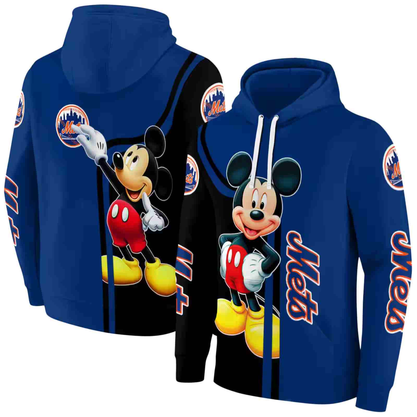 new york mets mickey mouse blue black hoodie fashion forward