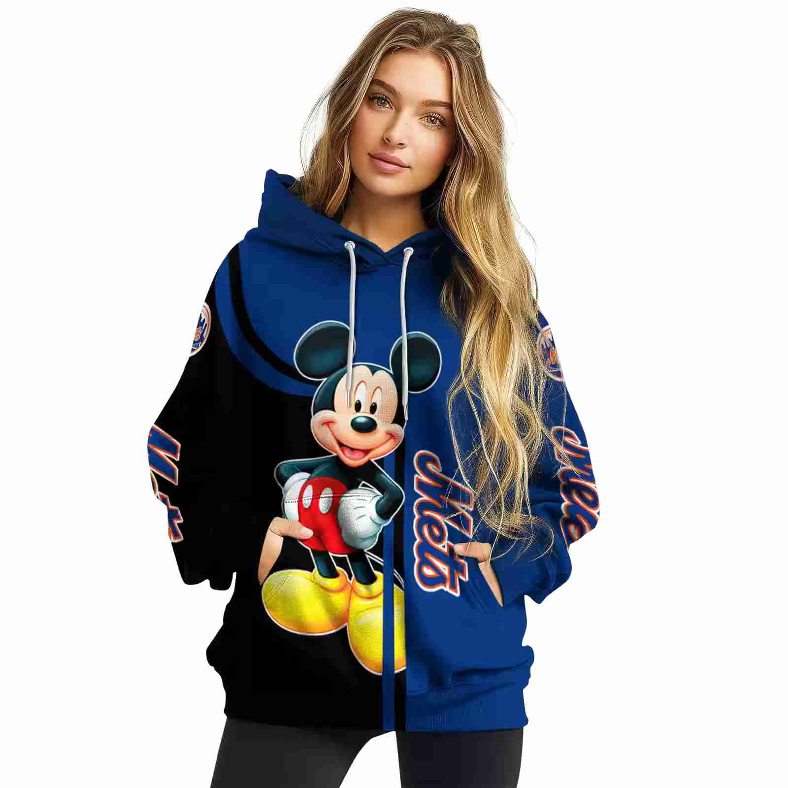 new york mets mickey mouse blue black hoodie high quality