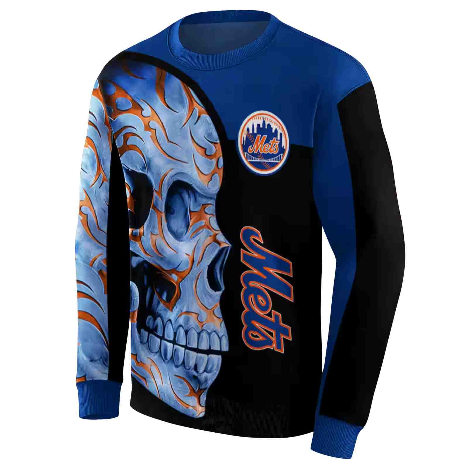 new york mets skull motif blue black hoodie new arrival