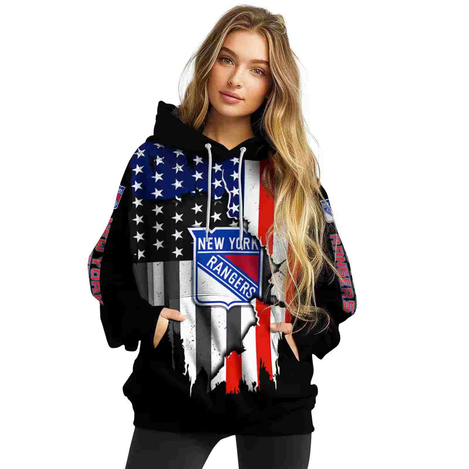 new york rangers american pride black hoodie high quality