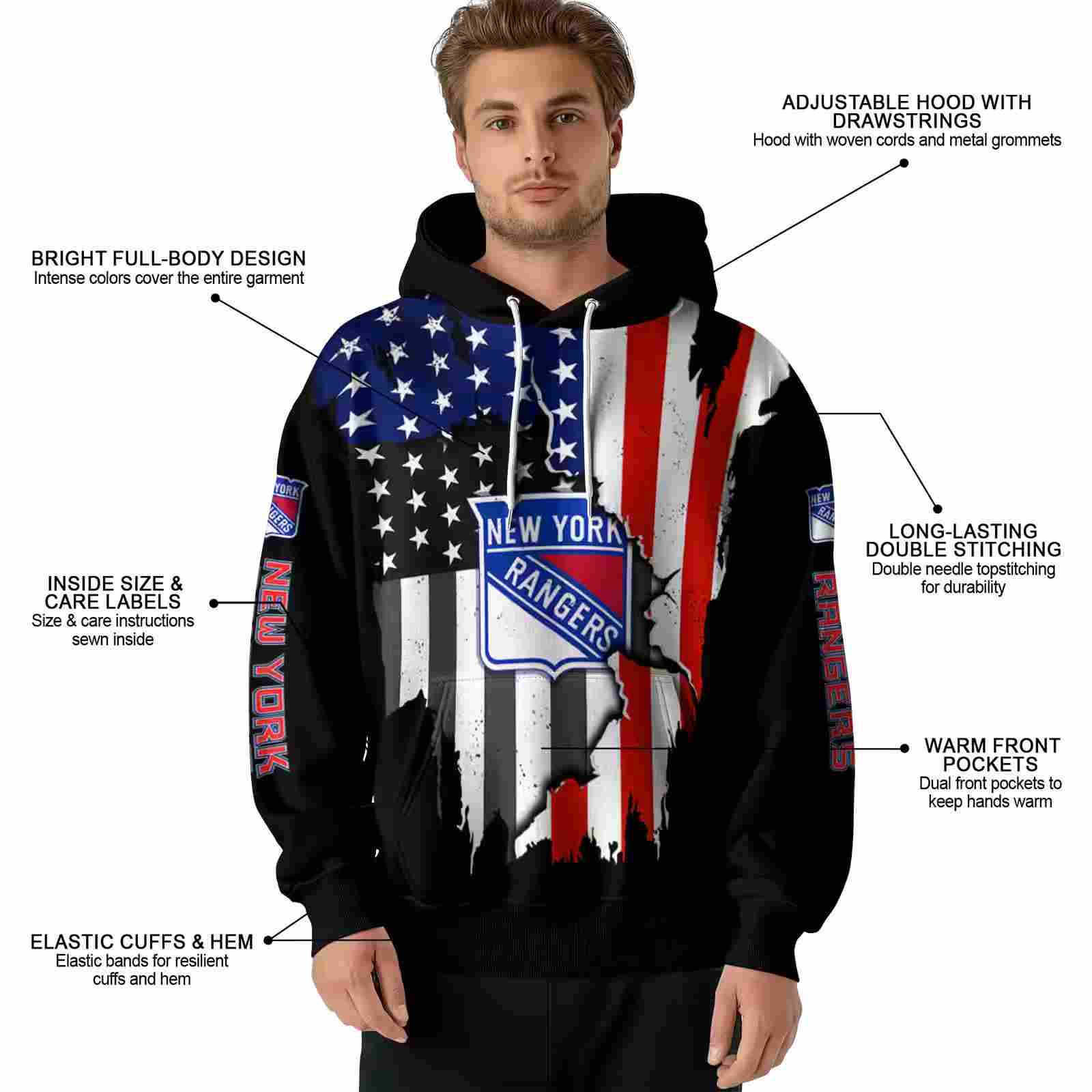 new york rangers american pride black hoodie latest model