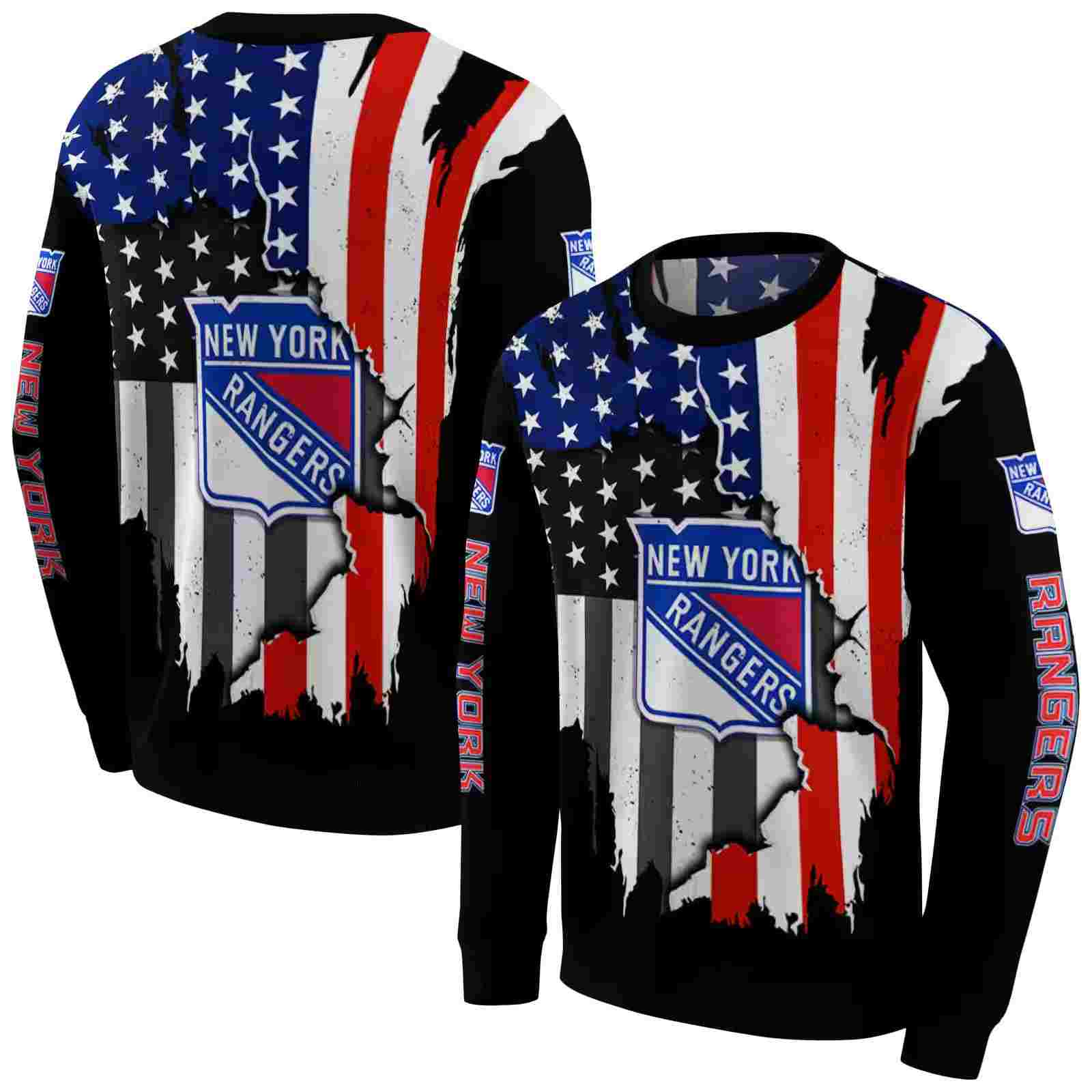 new york rangers american pride black hoodie premium grade