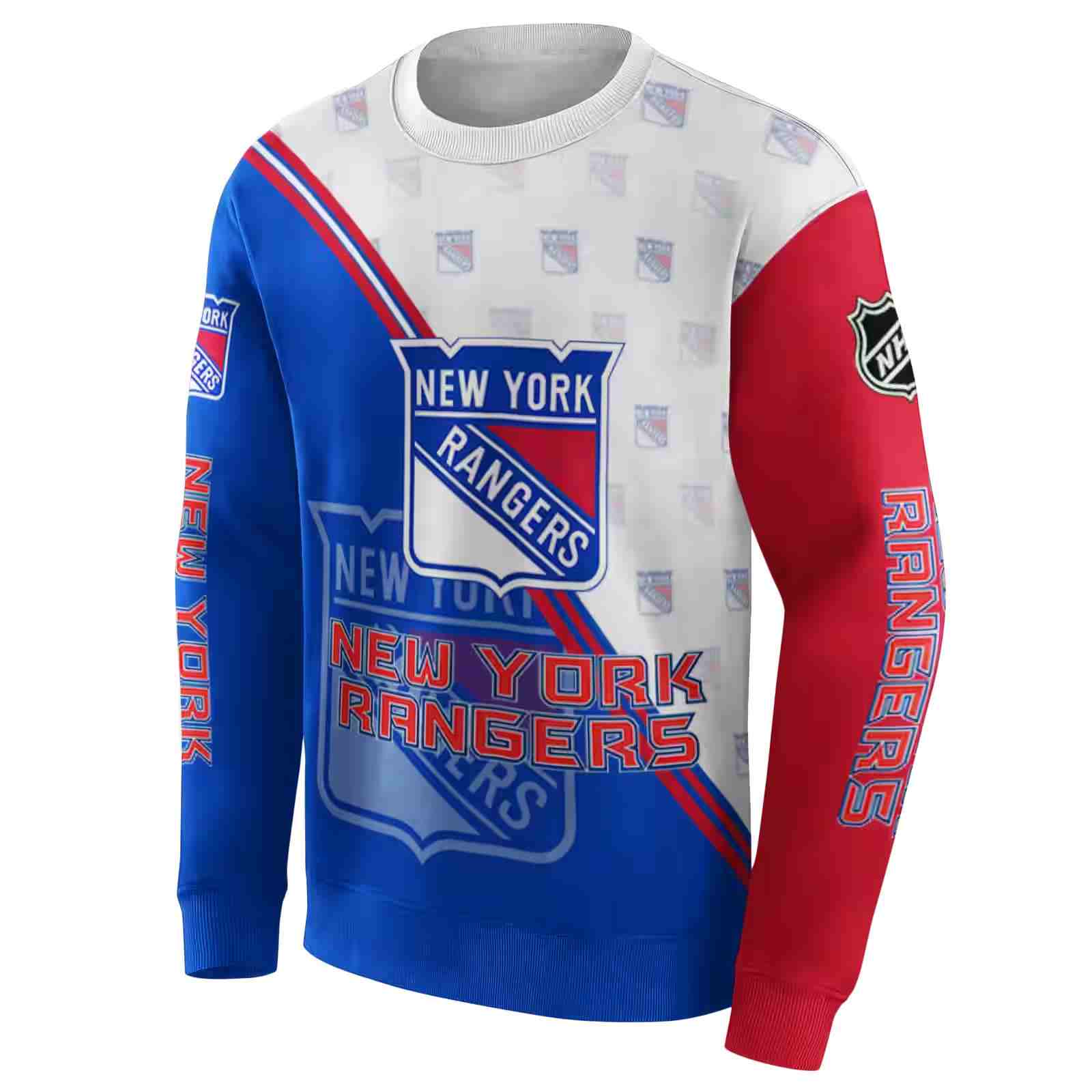 new york rangers diagonal stripe blue white hoodie new arrival