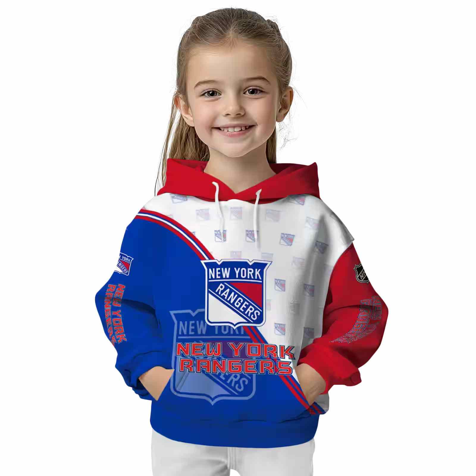 new york rangers diagonal stripe blue white hoodie top rated