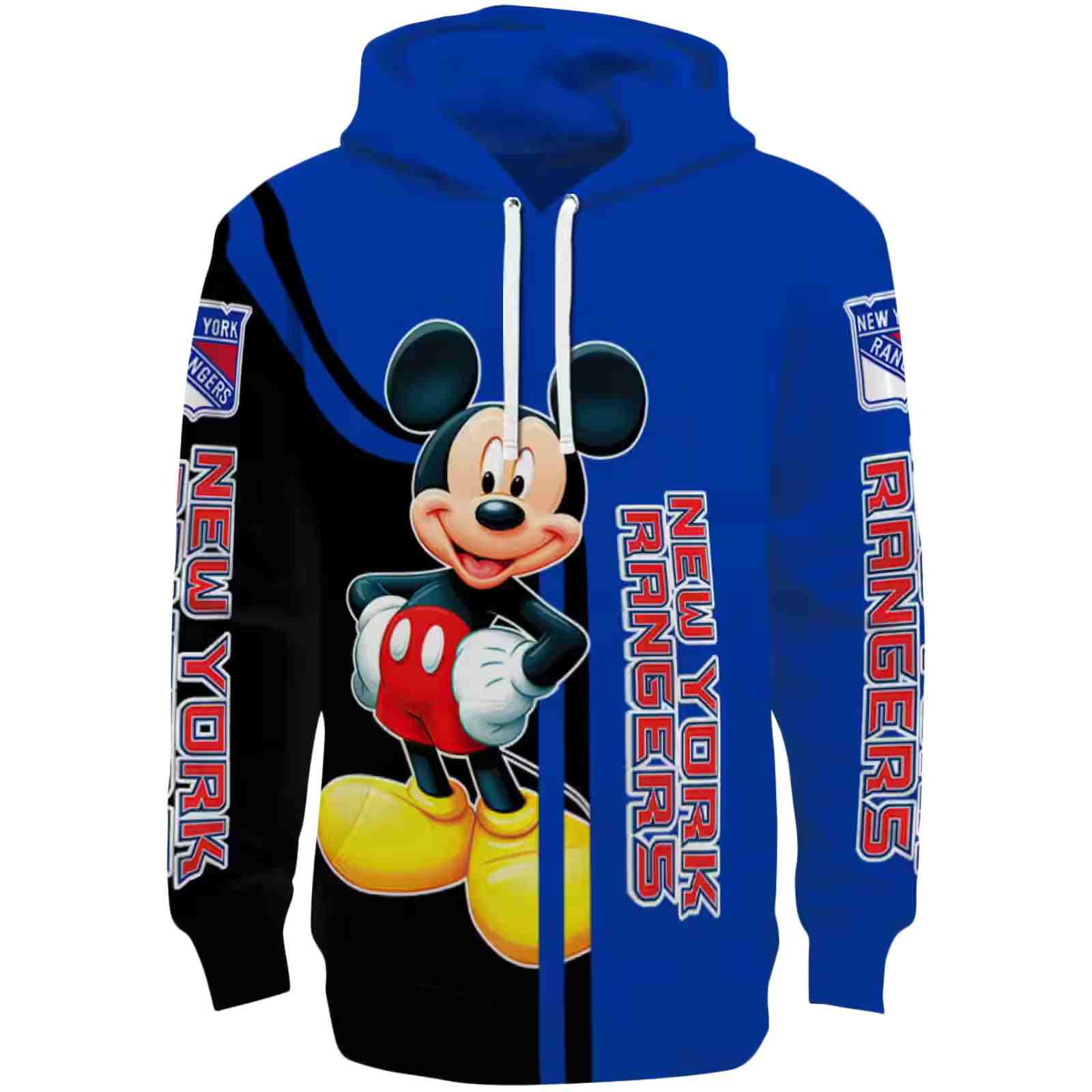 New York Rangers Mickey Mouse Blue Black Hoodie