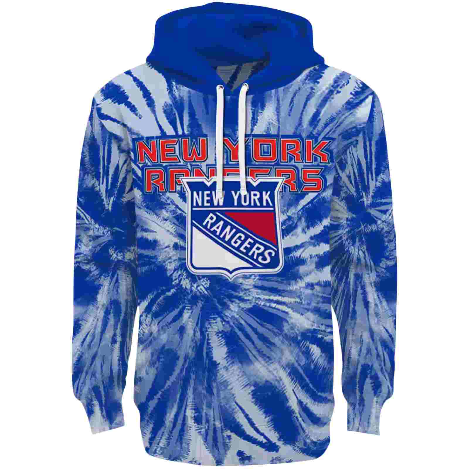 New York Rangers Tie Dye Pattern Blue Hoodie