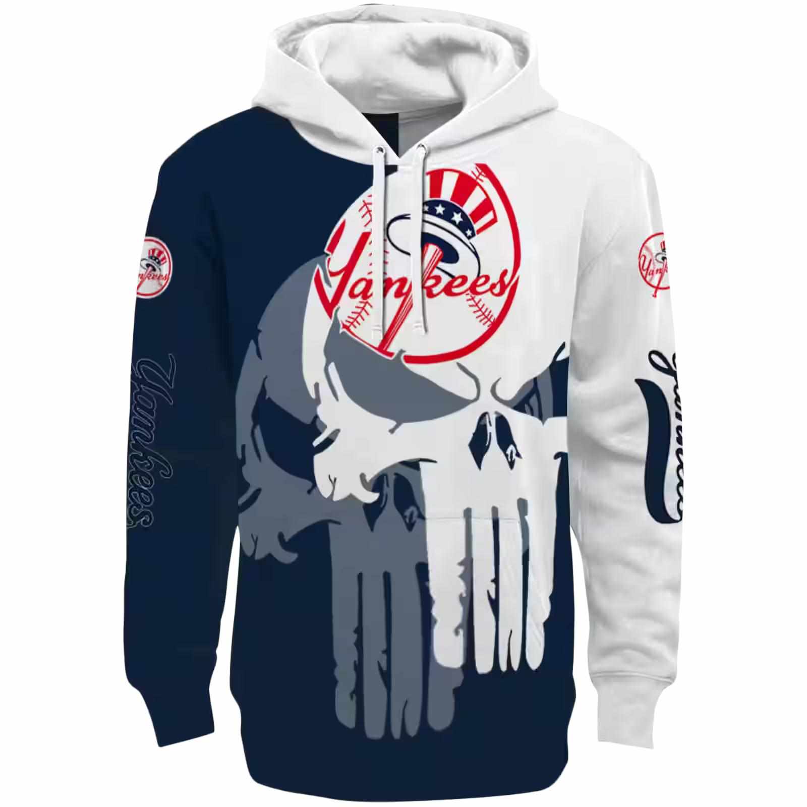 New York Yankees Graphic Punisher Navy White Hoodie