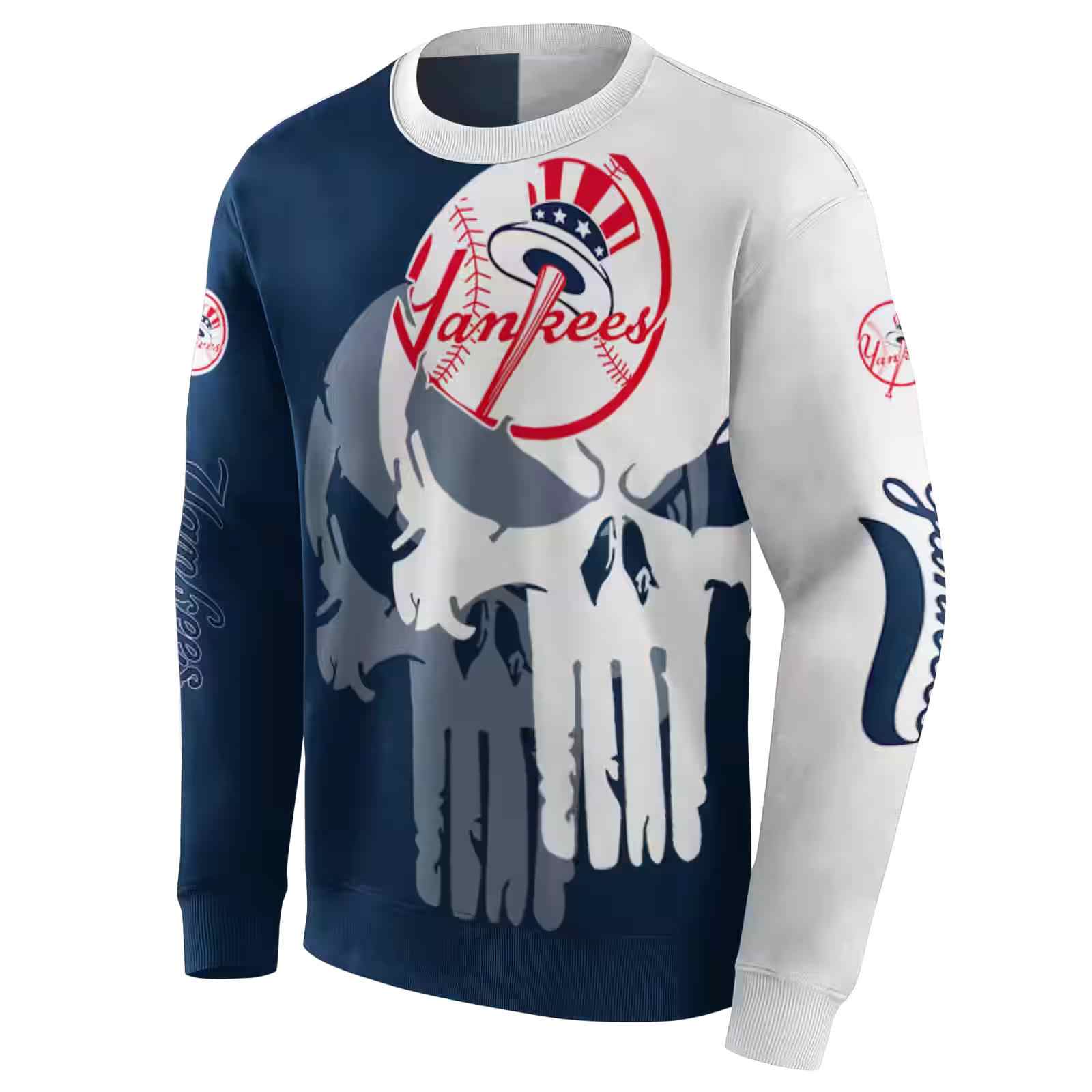 new york yankees graphic punisher navy white hoodie new arrival