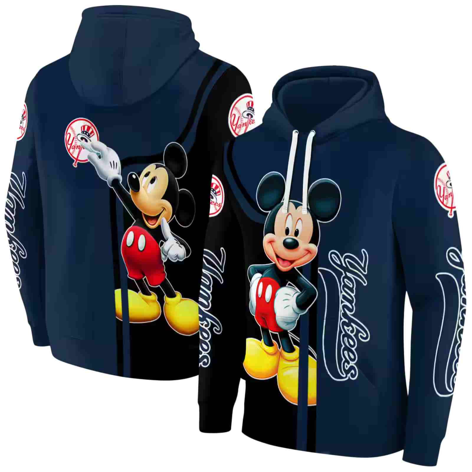 new york yankees mickey mouse navy black hoodie fashion forward