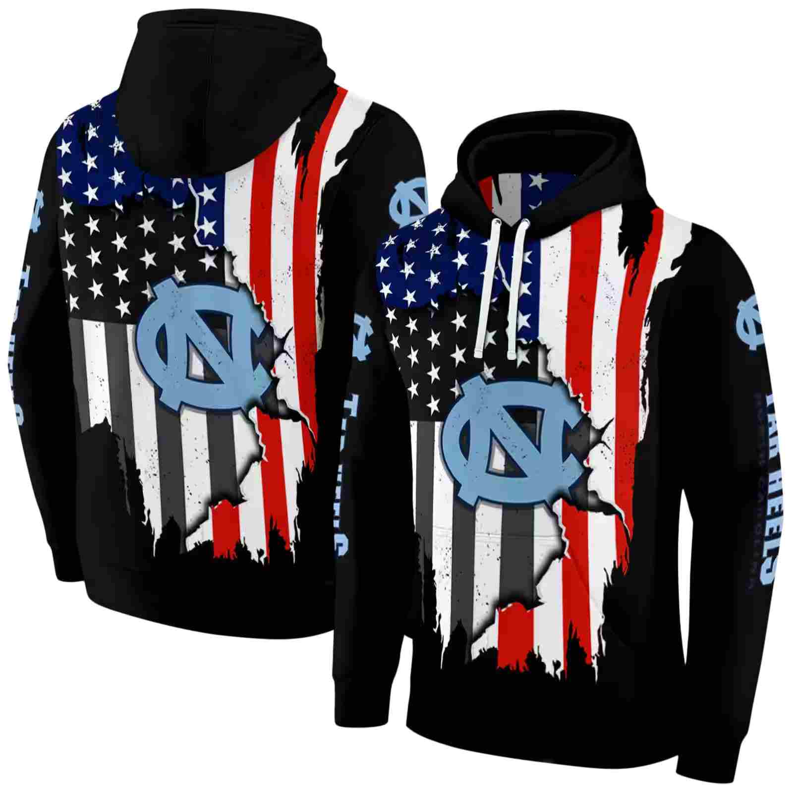 north carolina tar heels american pride black hoodie fashion forward