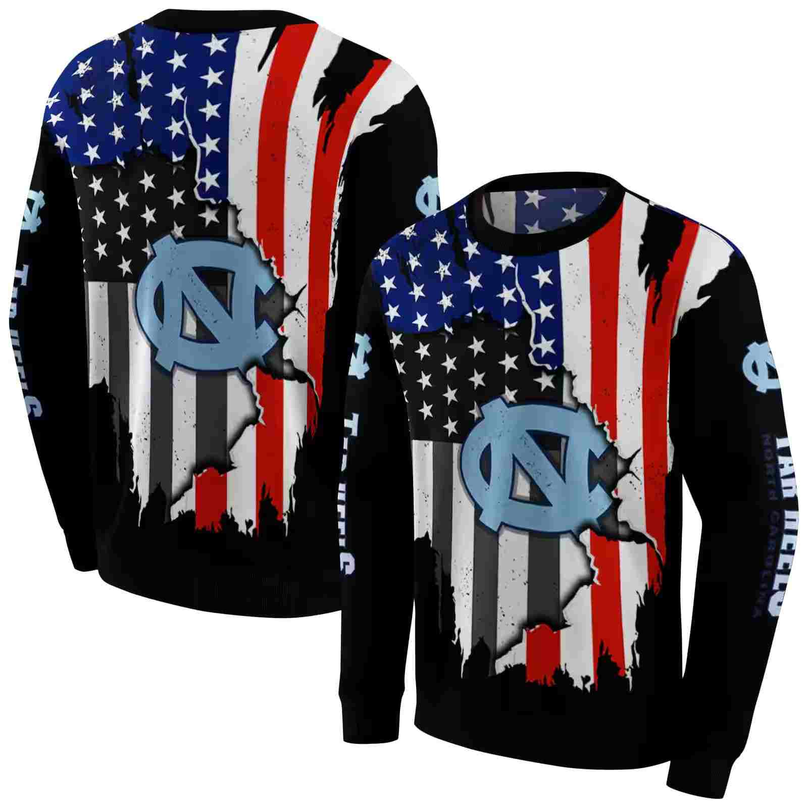 north carolina tar heels american pride black hoodie premium grade