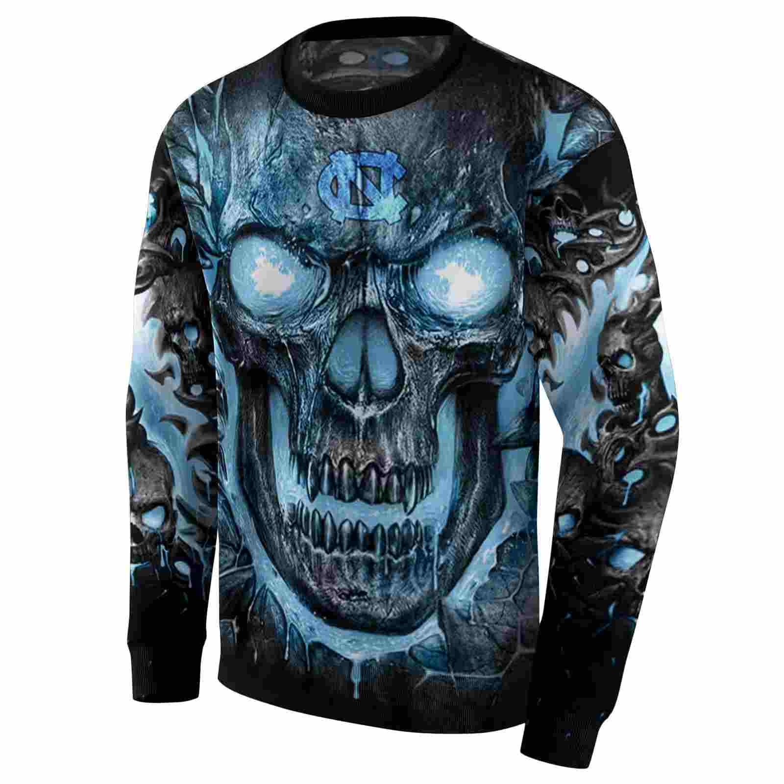 north carolina tar heels demonic skull light blue black hoodie new arrival