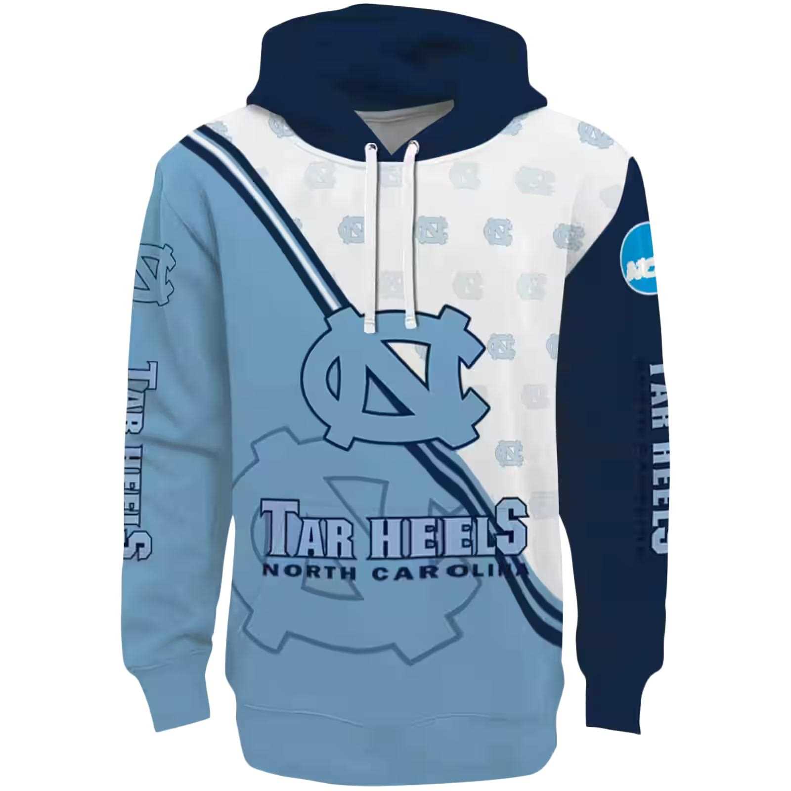 North Carolina Tar Heels Diagonal Stripe Light Blue White Hoodie