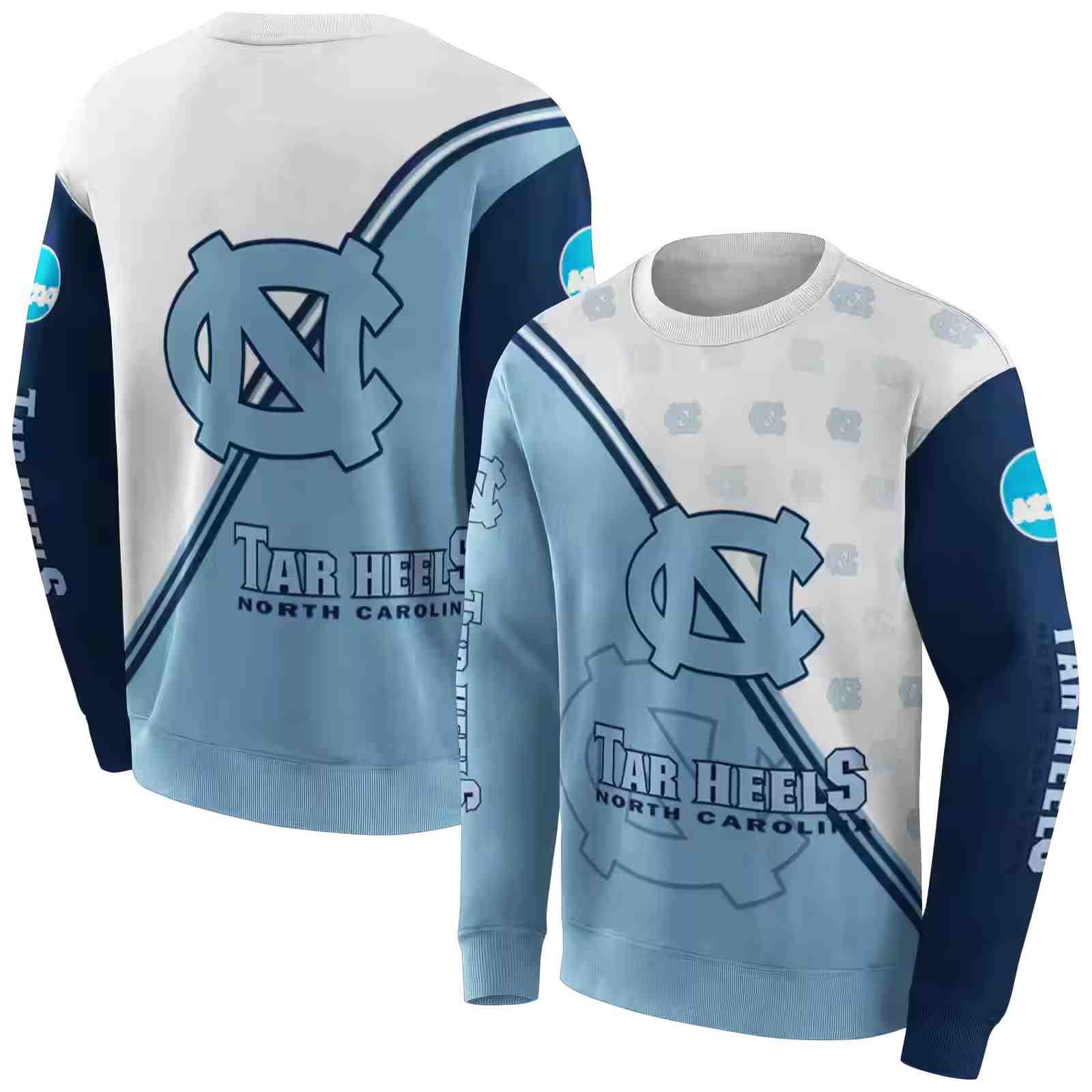 north carolina tar heels diagonal stripe light blue white hoodie premium grade