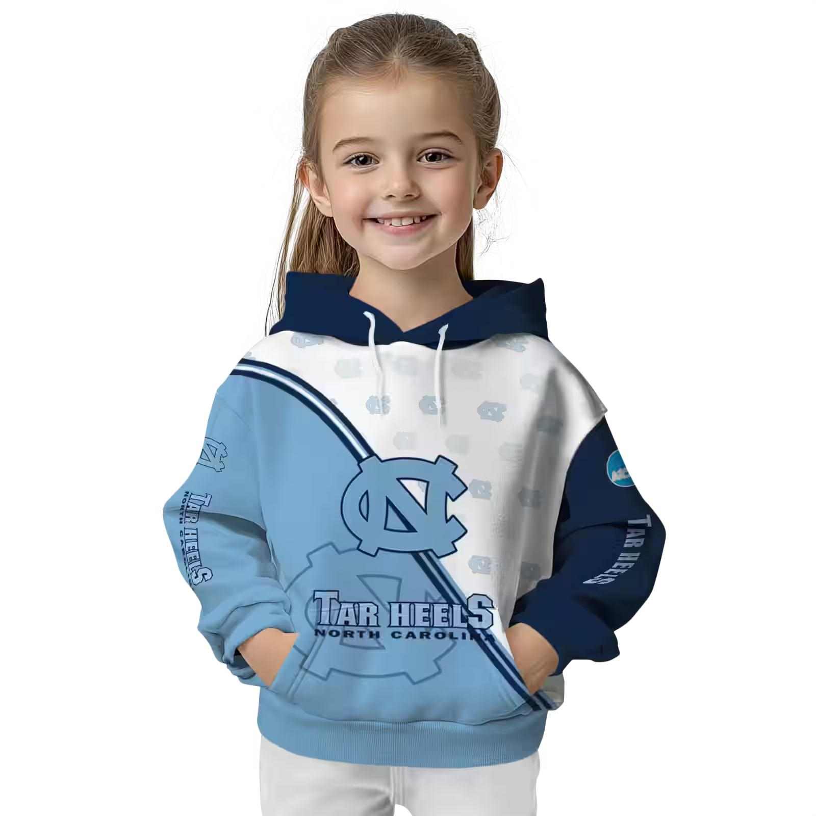 north carolina tar heels diagonal stripe light blue white hoodie top rated