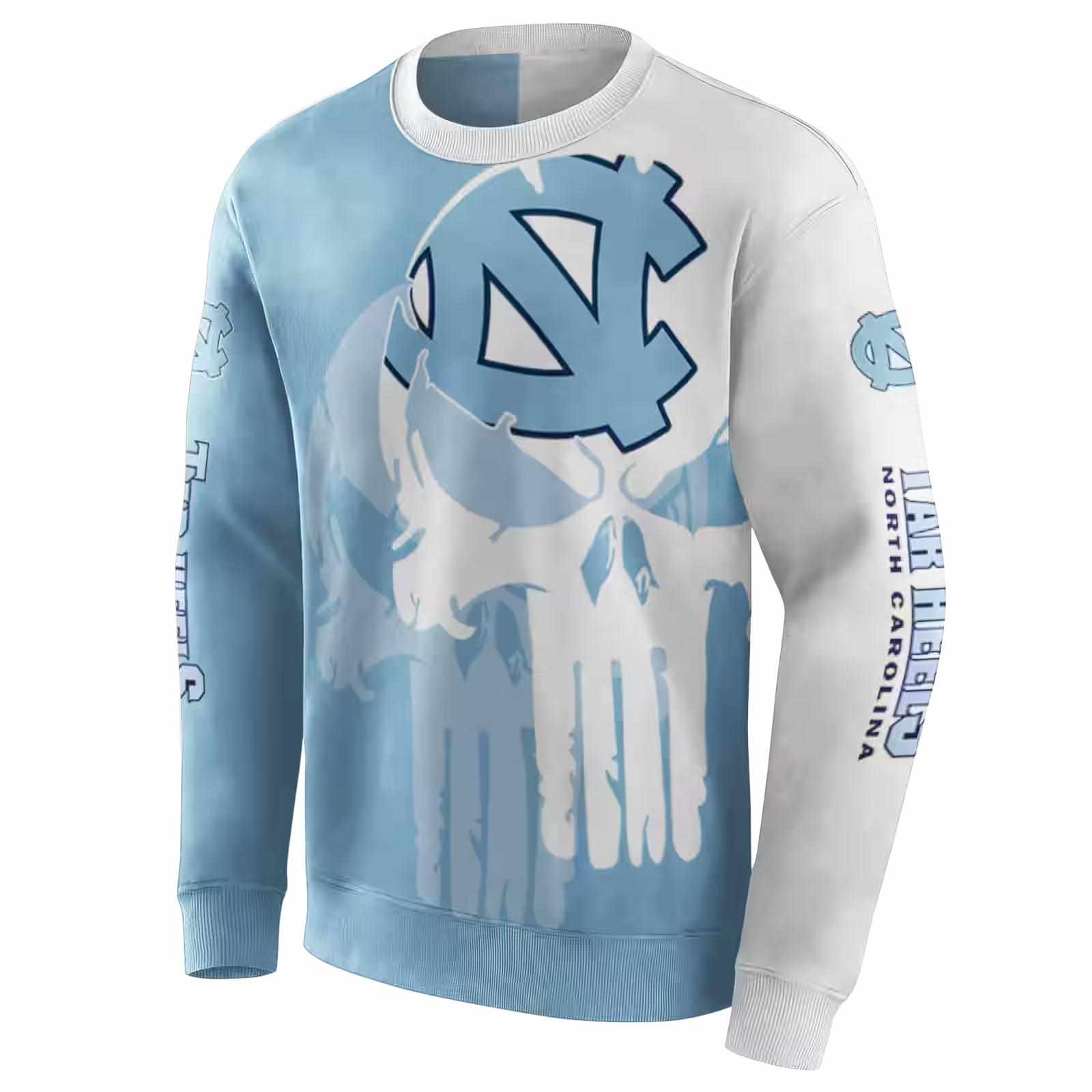 north carolina tar heels graphic punisher light blue white hoodie new arrival