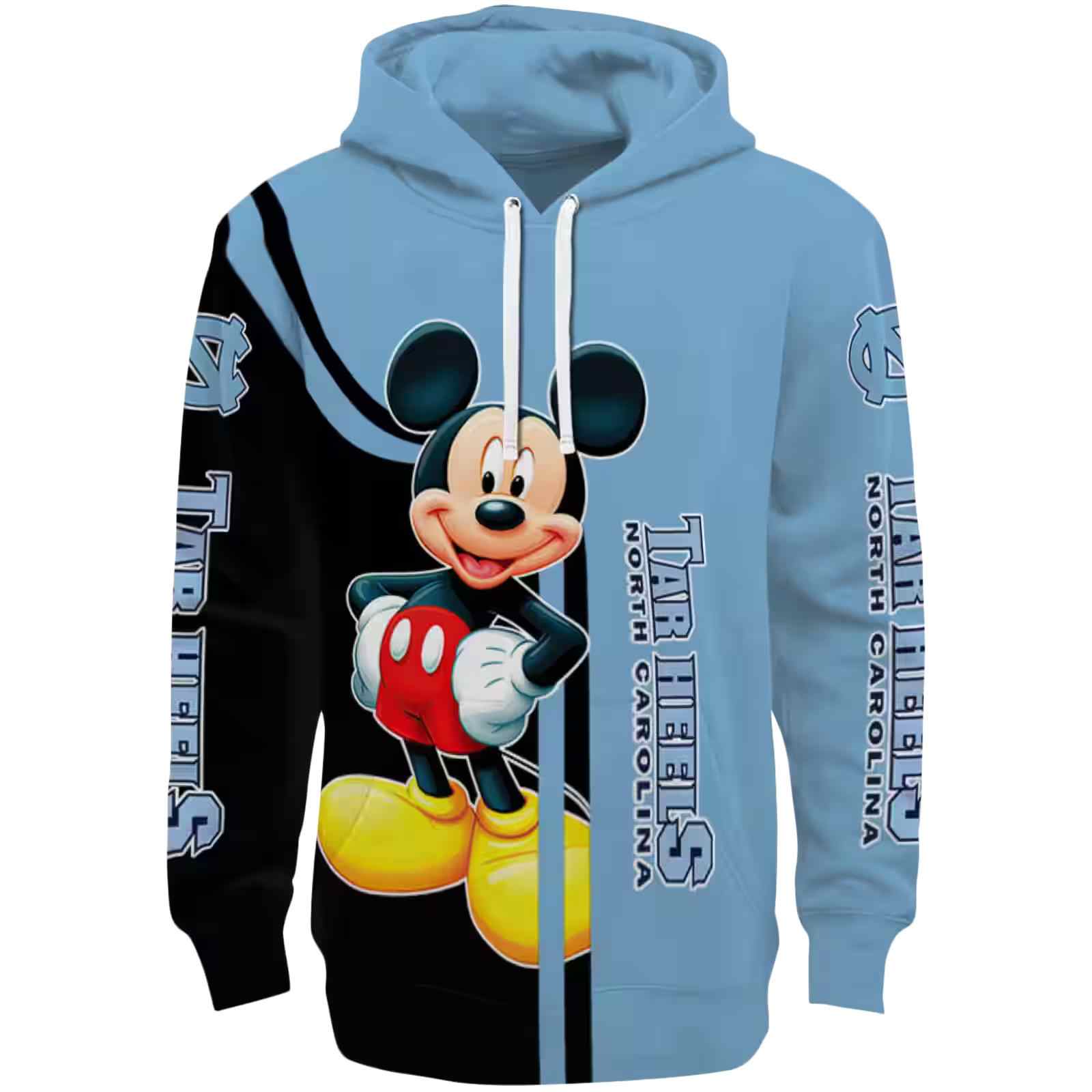 North Carolina Tar Heels Mickey Mouse Light Blue Black Hoodie