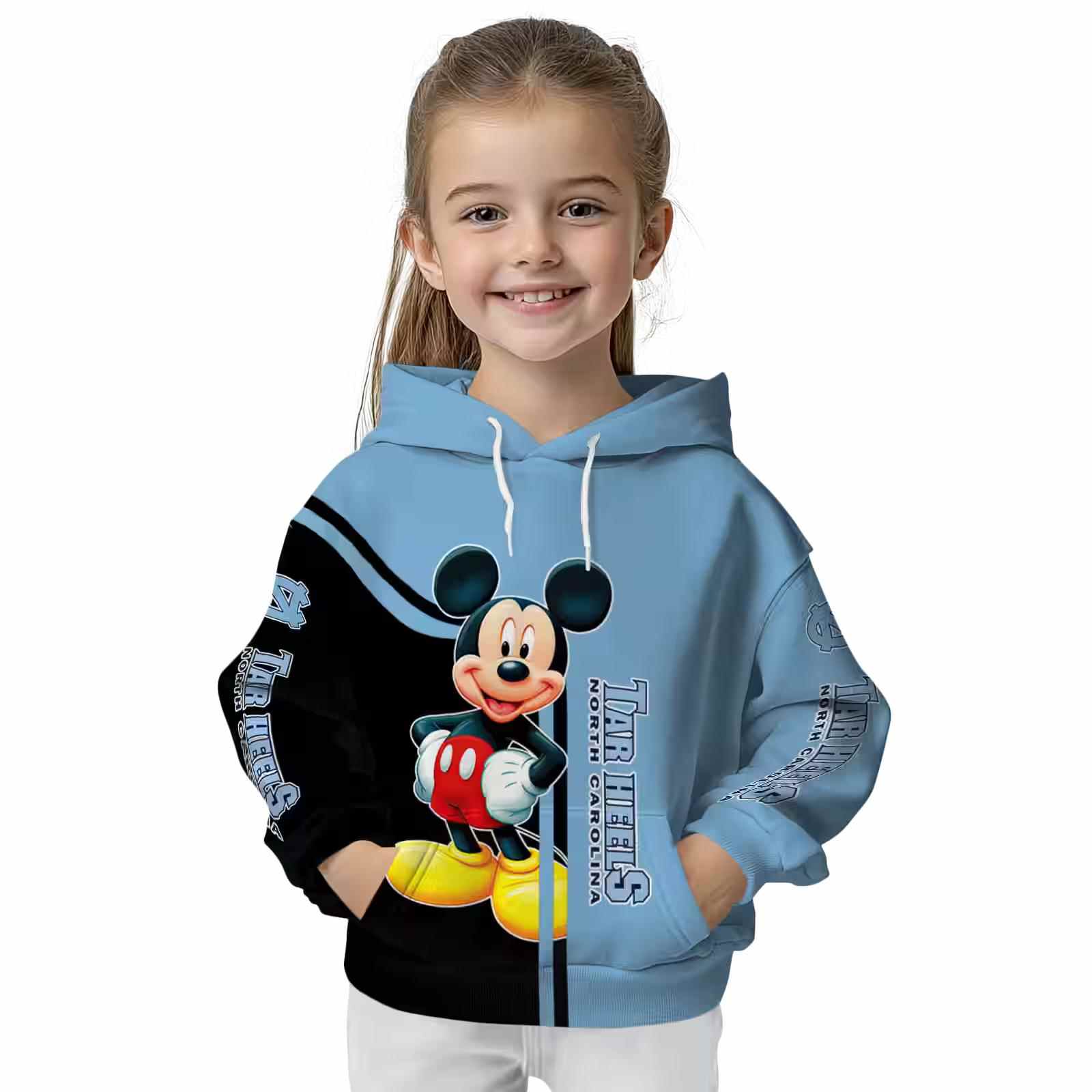 north carolina tar heels mickey mouse light blue black hoodie top rated