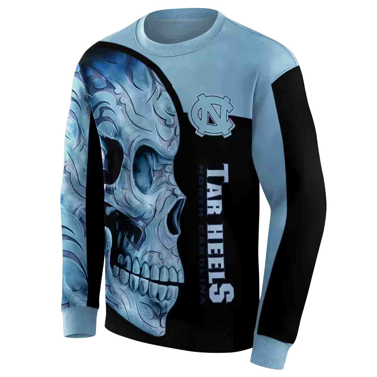 north carolina tar heels skull motif light blue black hoodie new arrival