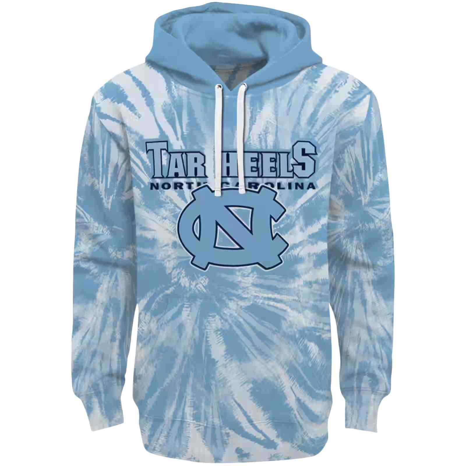 North Carolina Tar Heels Tie Dye Pattern Light Blue Hoodie