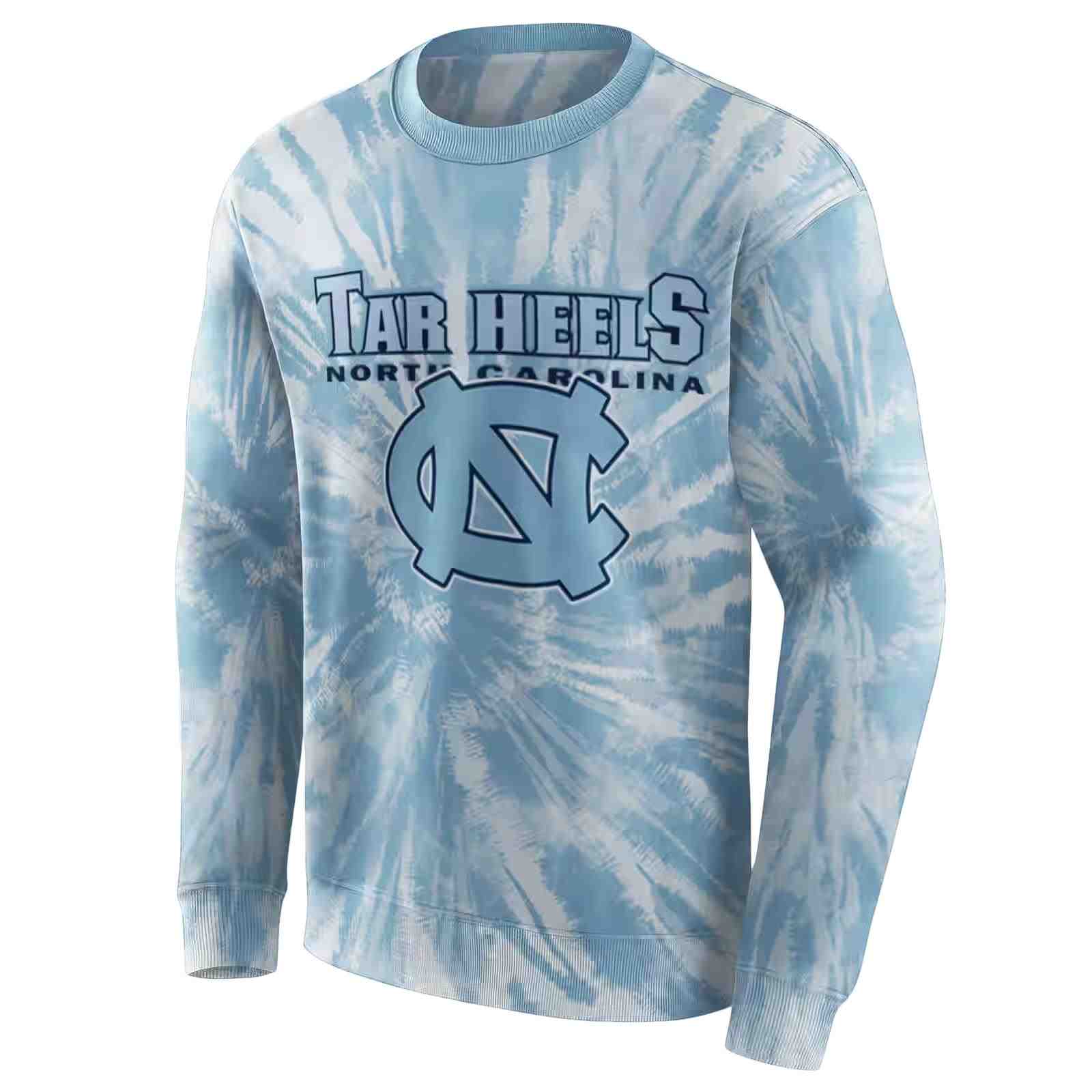 north carolina tar heels tie dye pattern light blue hoodie new arrival