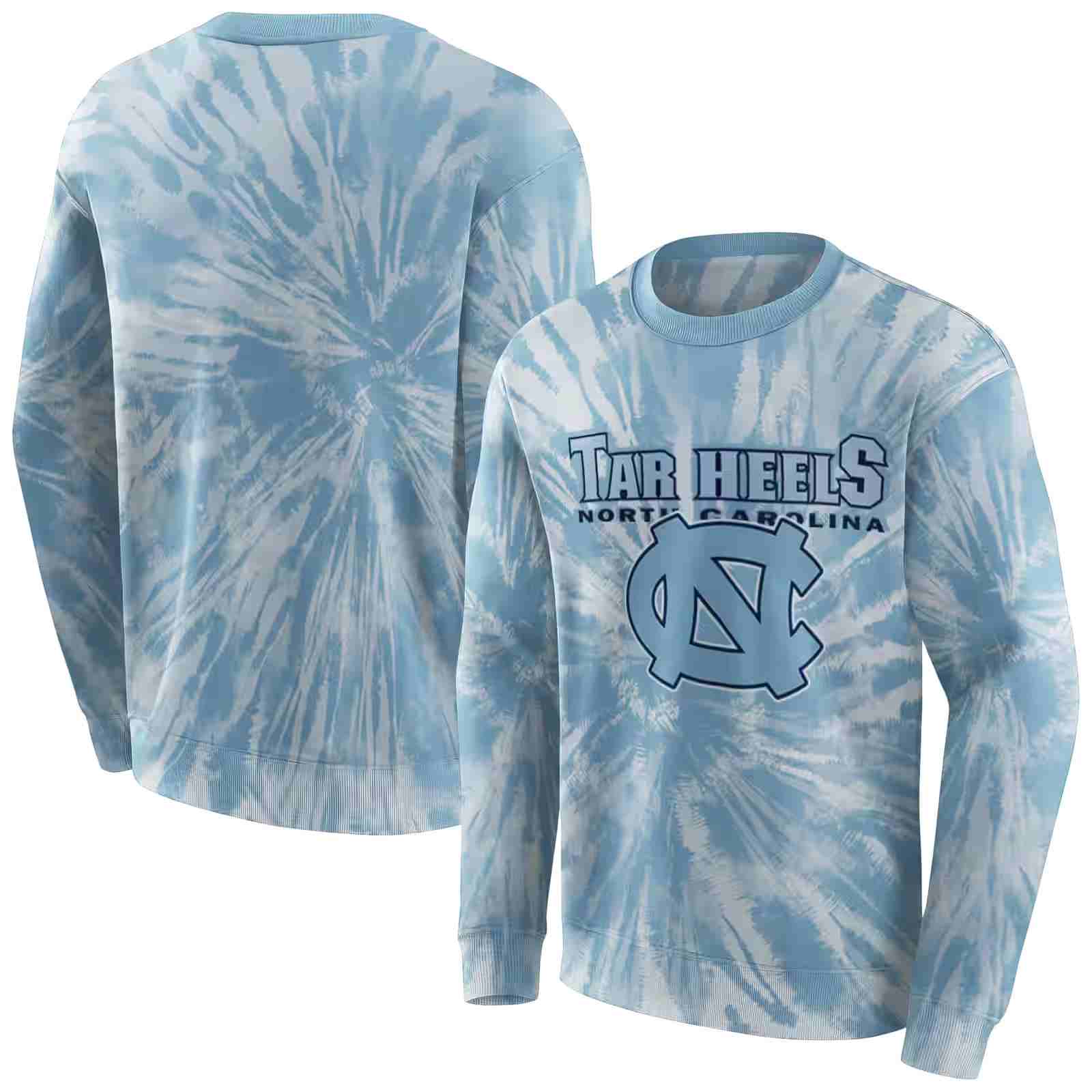 north carolina tar heels tie dye pattern light blue hoodie premium grade