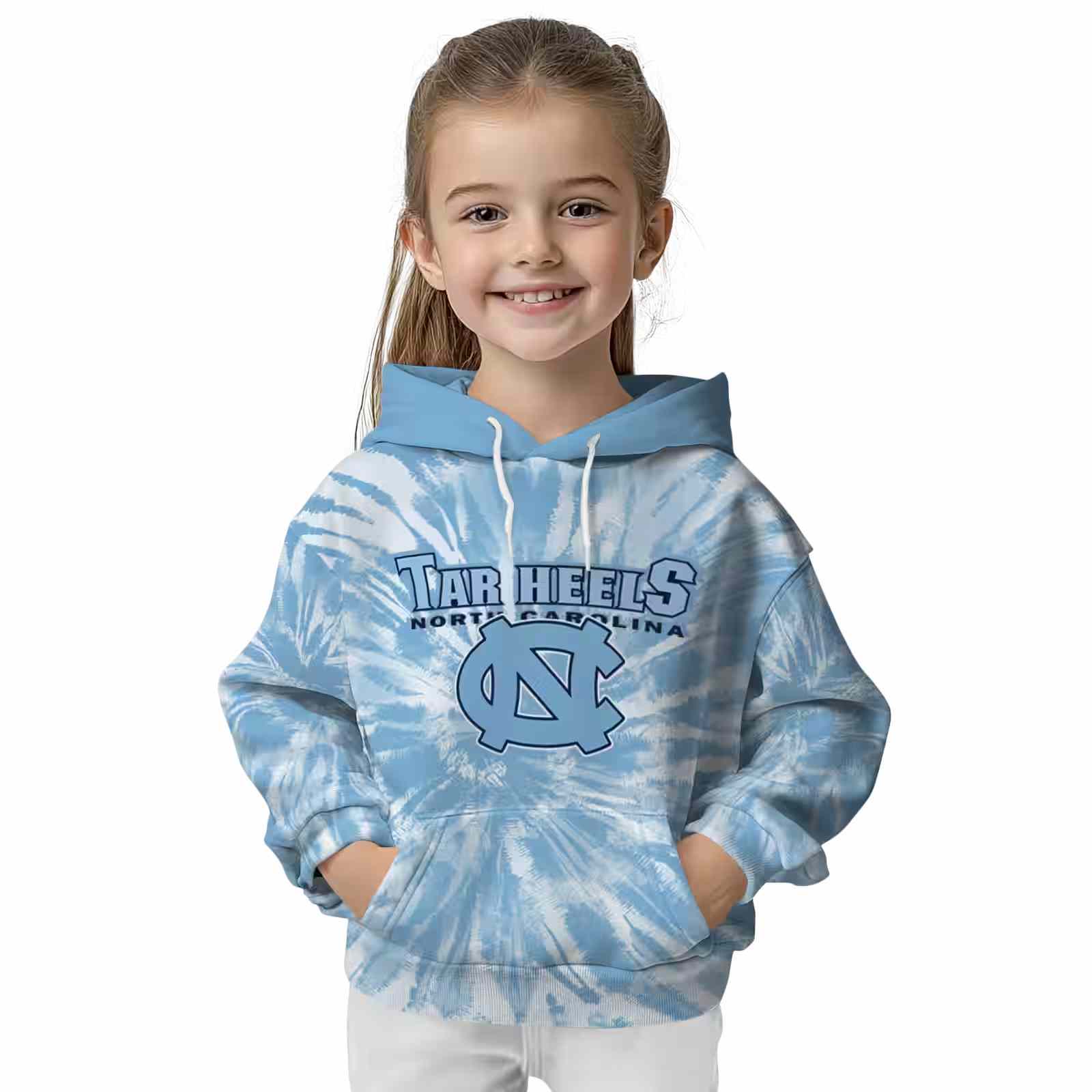 north carolina tar heels tie dye pattern light blue hoodie top rated