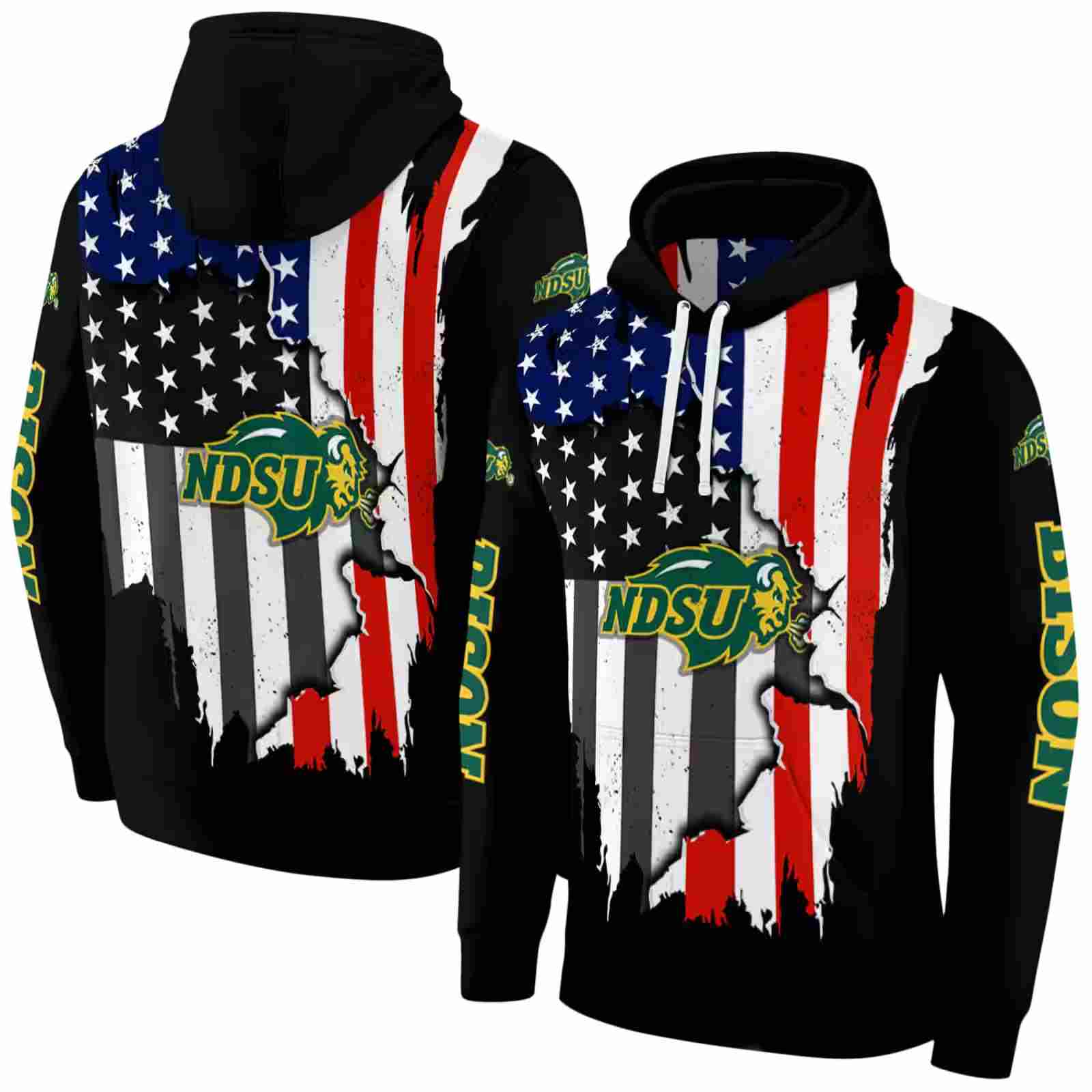 north dakota state bison american pride black hoodie fashion forward