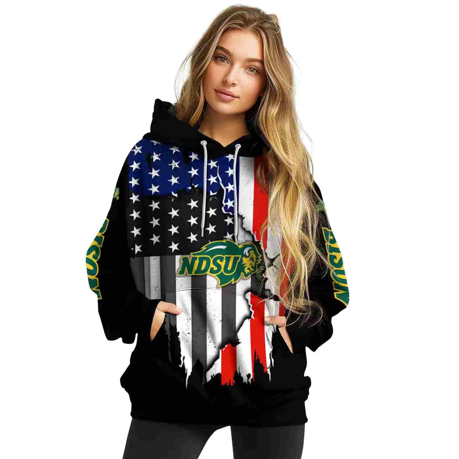 north dakota state bison american pride black hoodie high quality