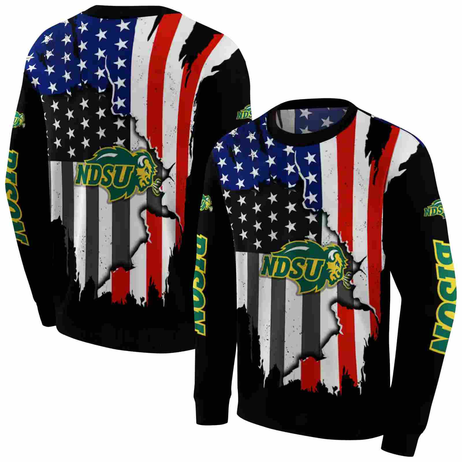 north dakota state bison american pride black hoodie premium grade