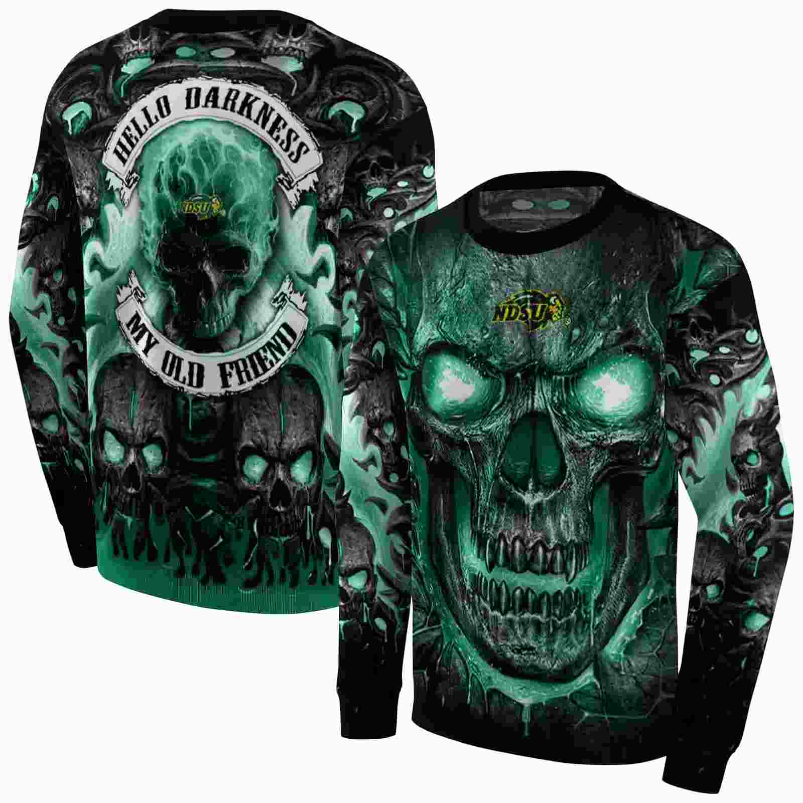 north dakota state bison demonic skull green black hoodie premium grade