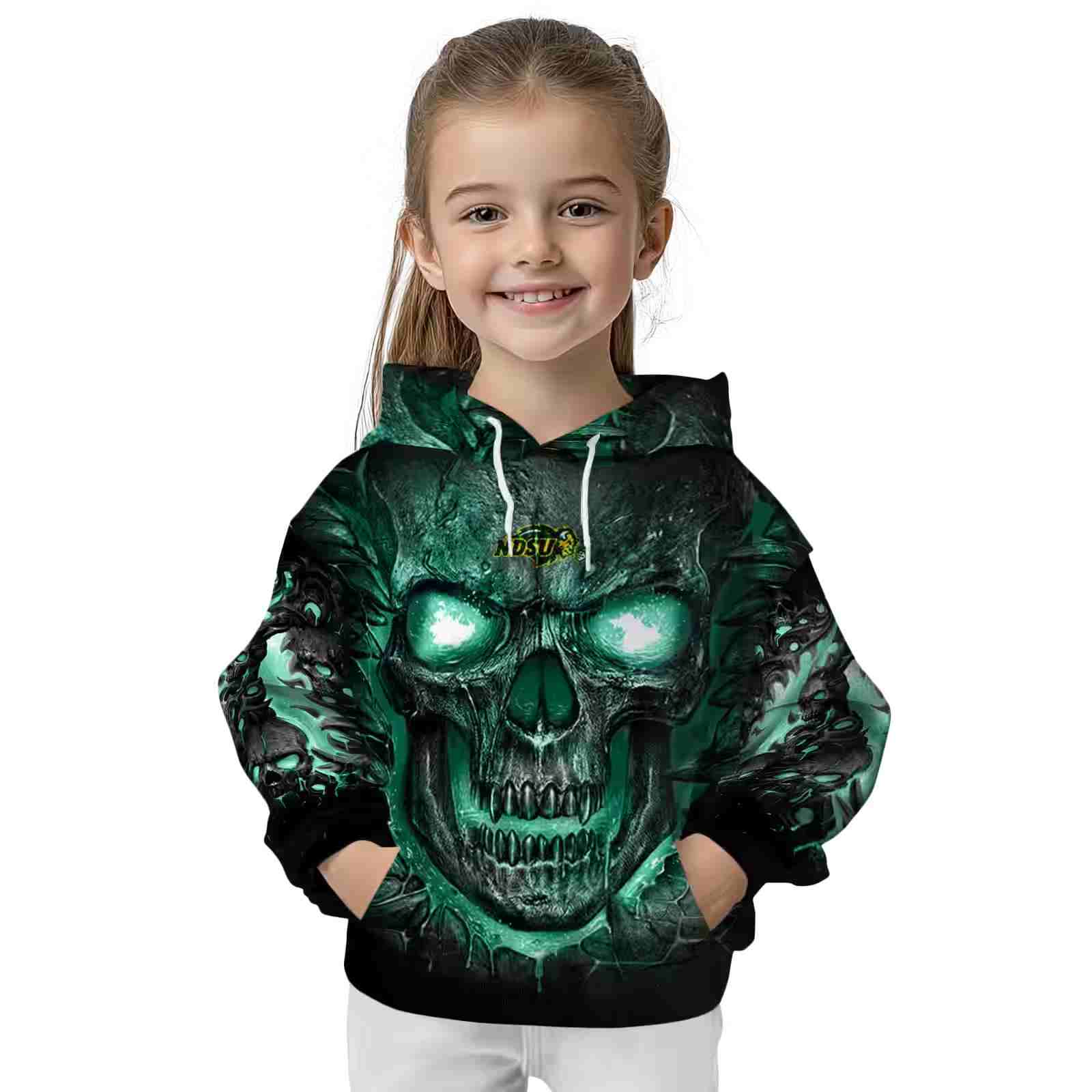 north dakota state bison demonic skull green black hoodie top rated