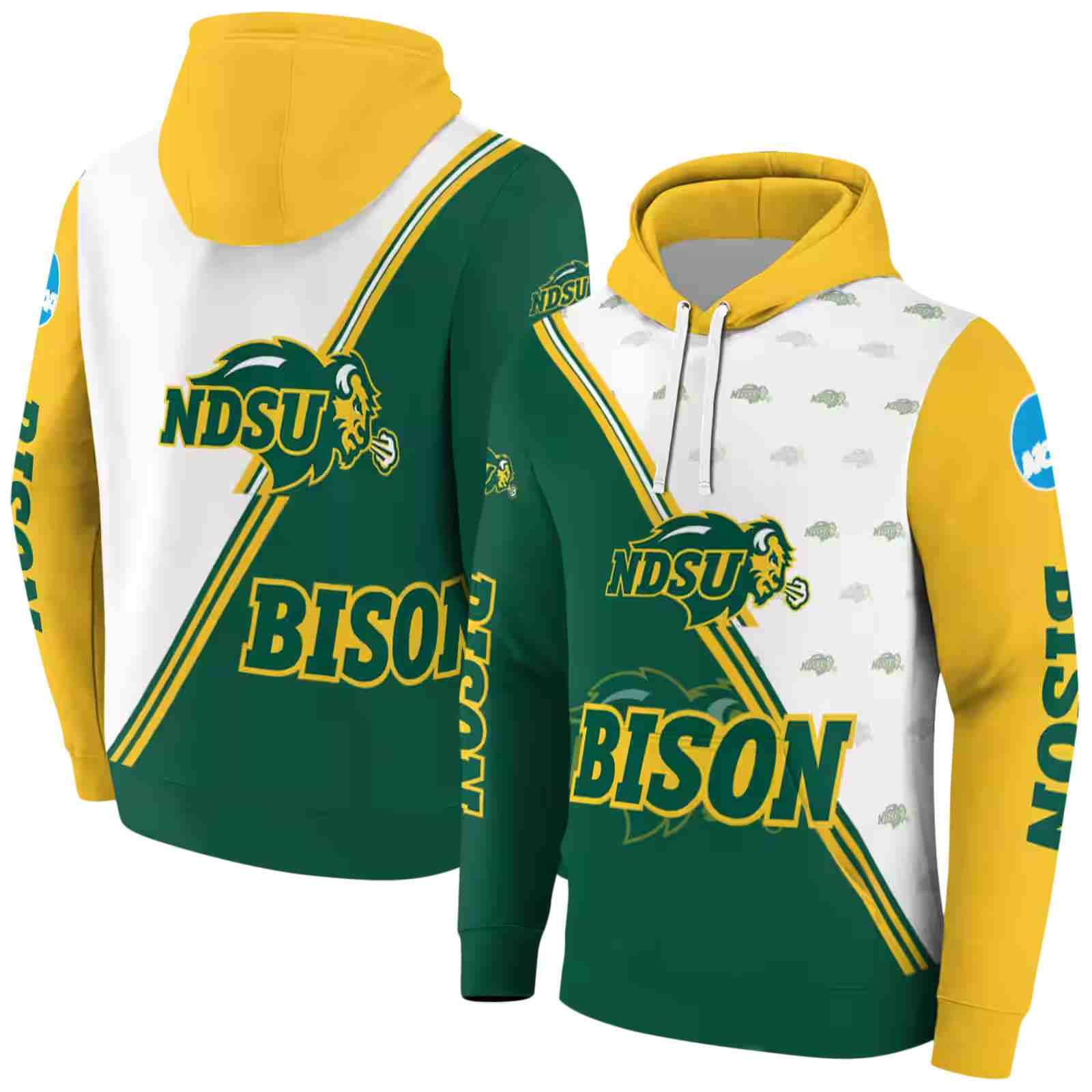 north dakota state bison diagonal stripe green white hoodie fashion forward