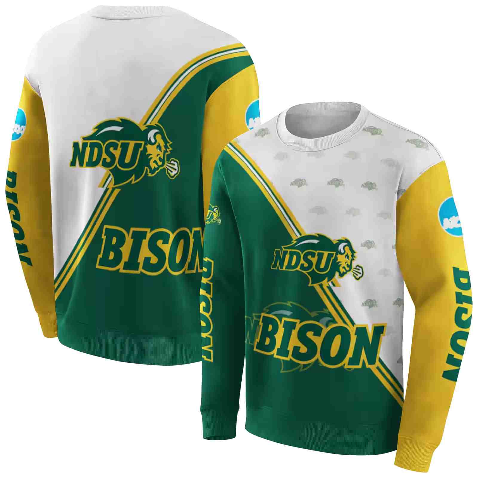 north dakota state bison diagonal stripe green white hoodie premium grade