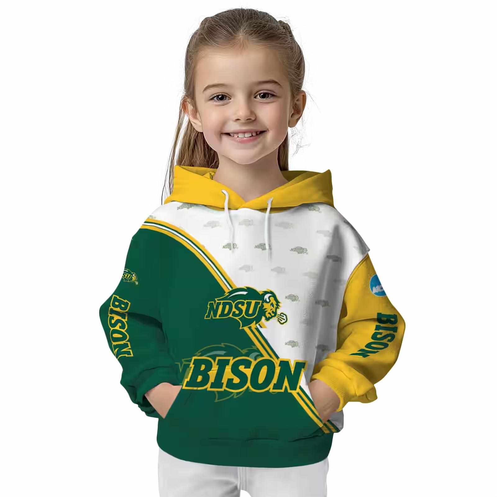 north dakota state bison diagonal stripe green white hoodie top rated