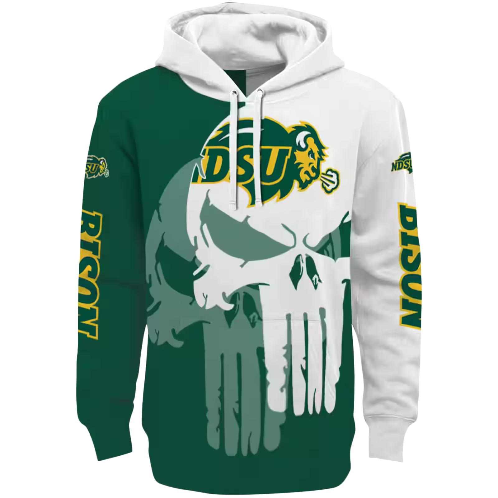 North Dakota State Bison Graphic Punisher Green White Hoodie