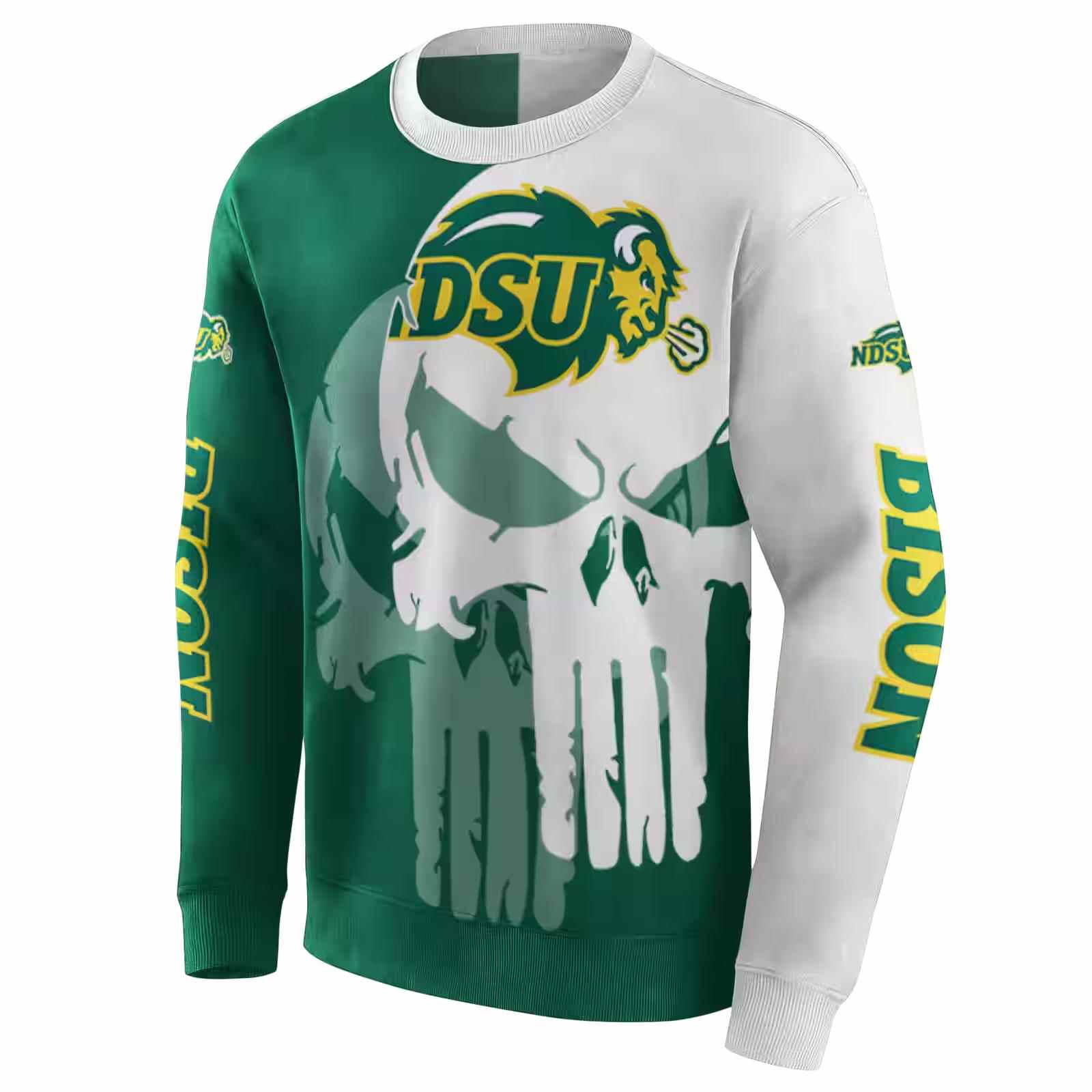 north dakota state bison graphic punisher green white hoodie new arrival