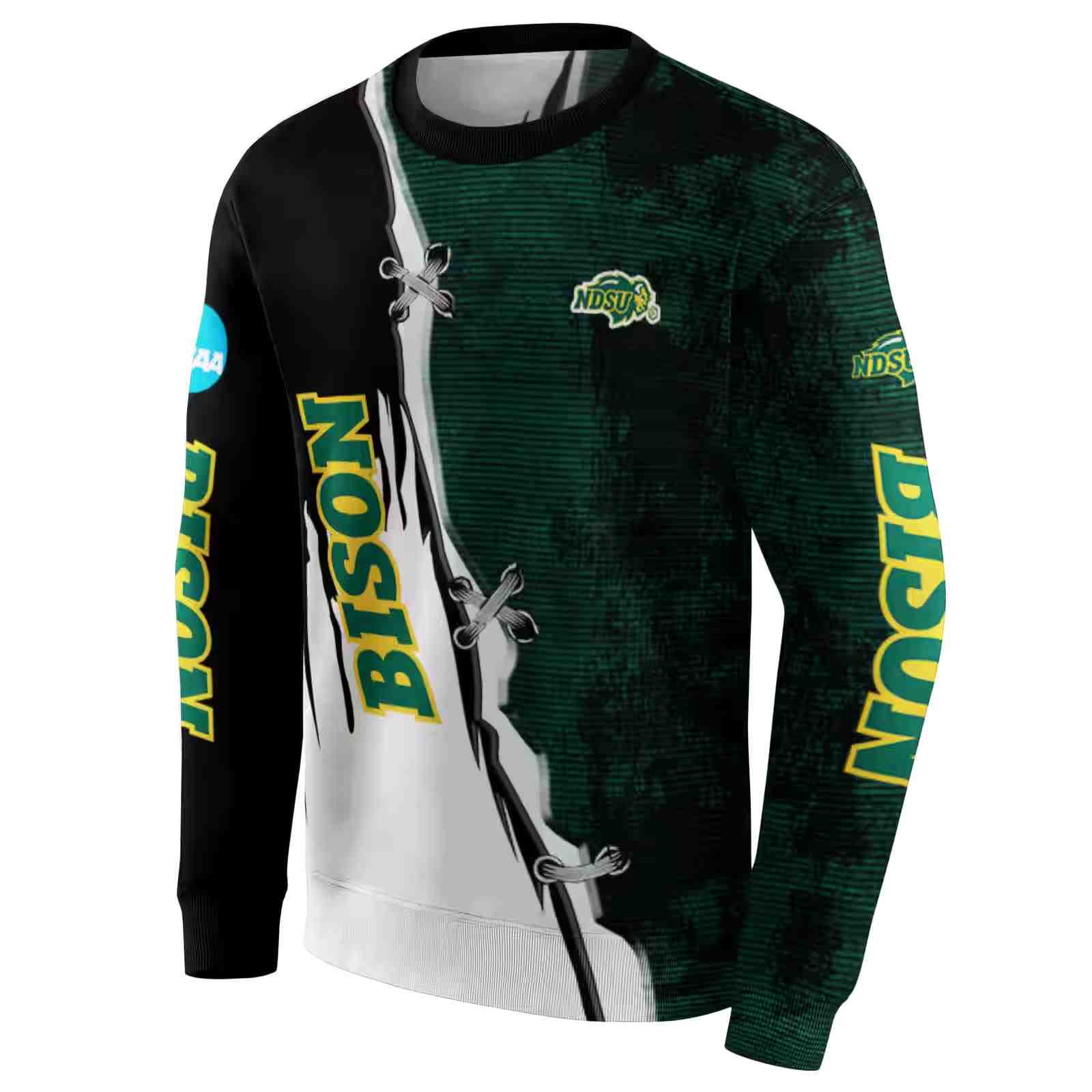 north dakota state bison ripped pattern green black white hoodie new arrival