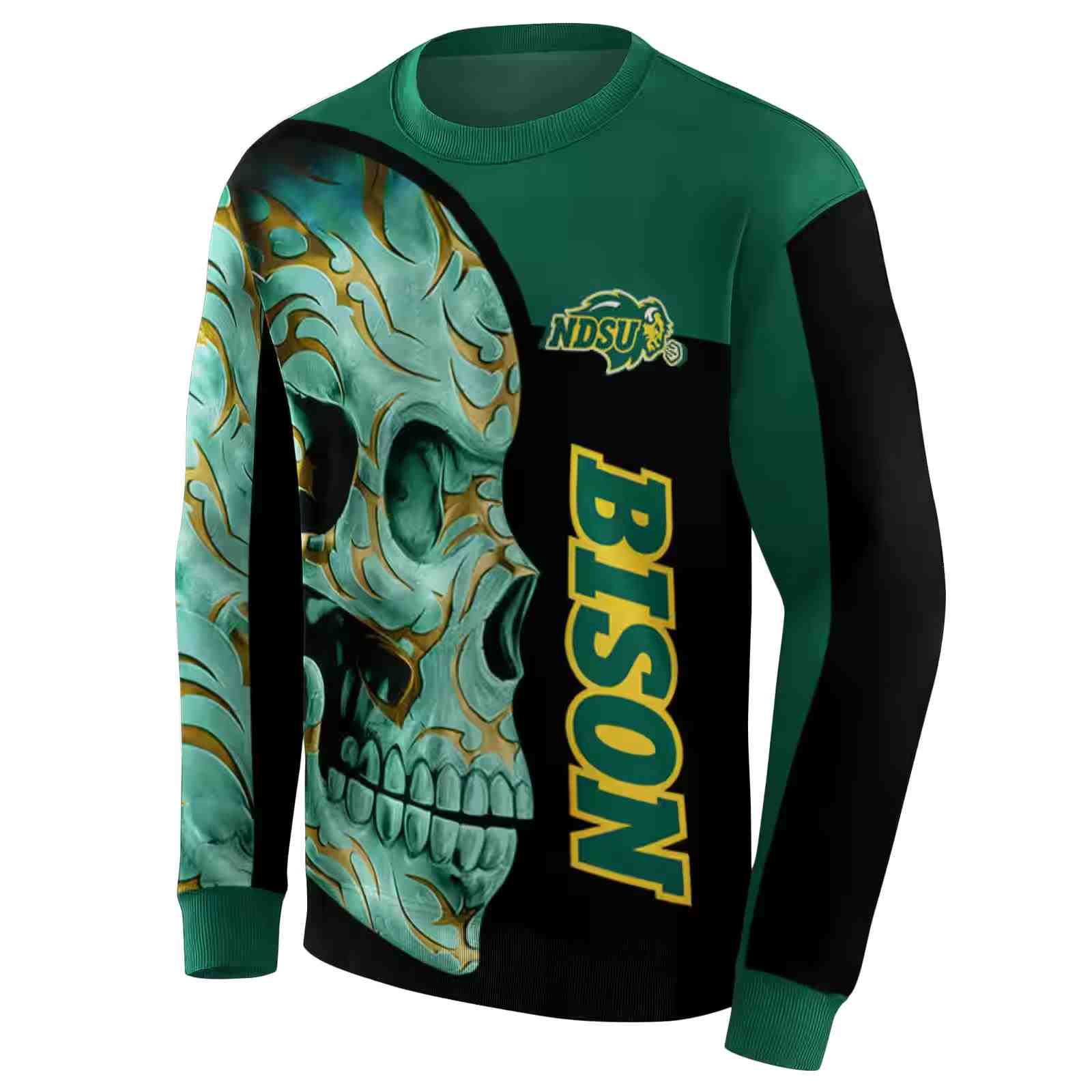 north dakota state bison skull motif green black hoodie new arrival