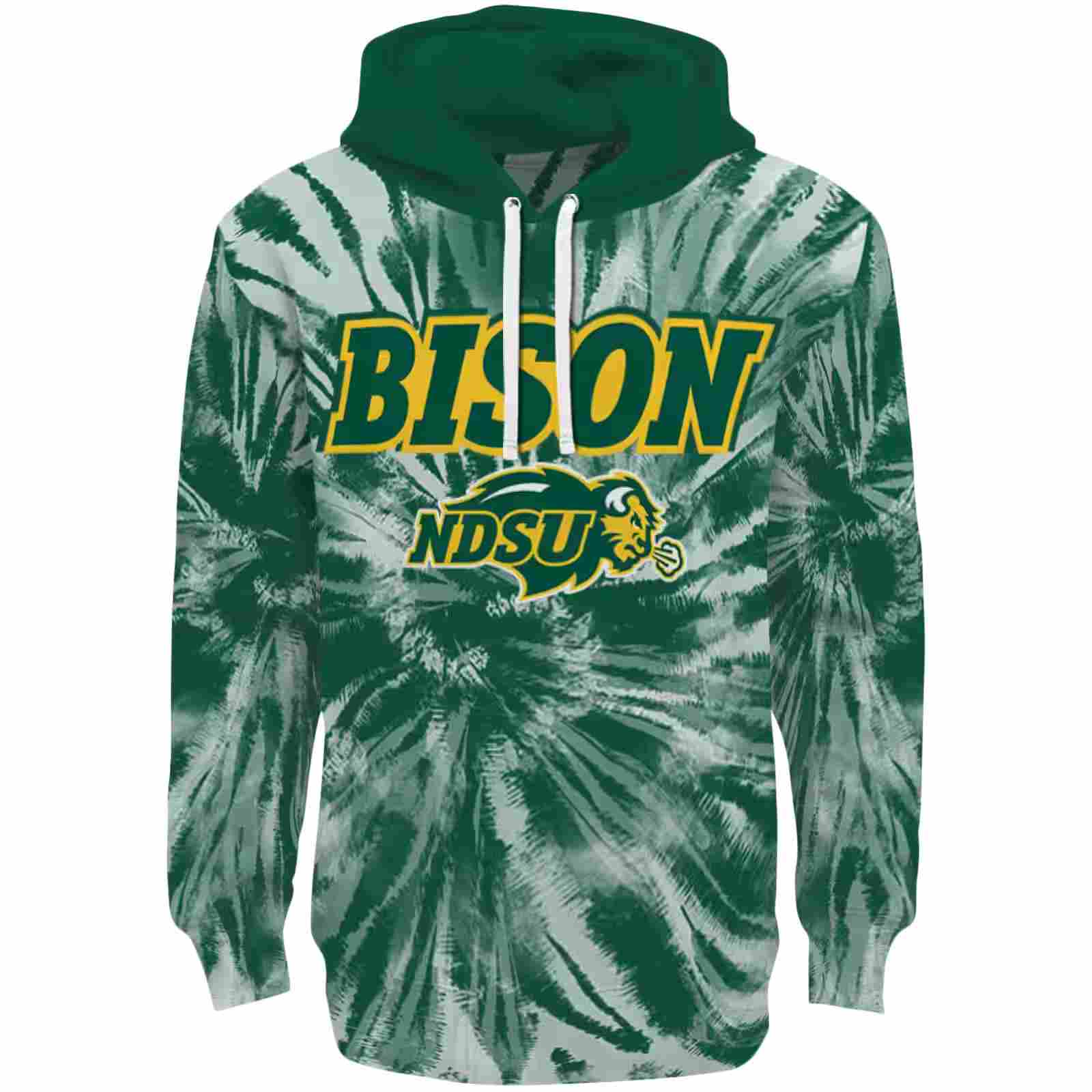 North Dakota State Bison Tie Dye Pattern Green Hoodie