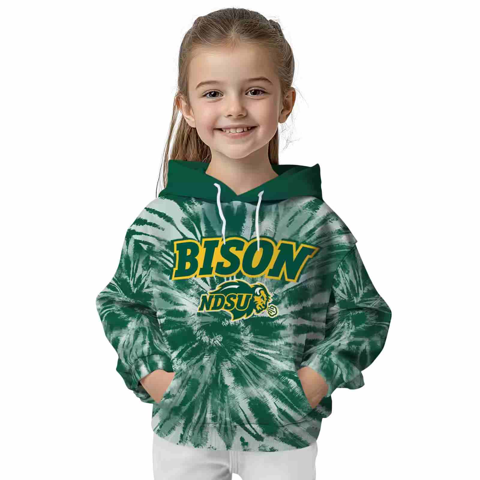 north dakota state bison tie dye pattern green hoodie top rated