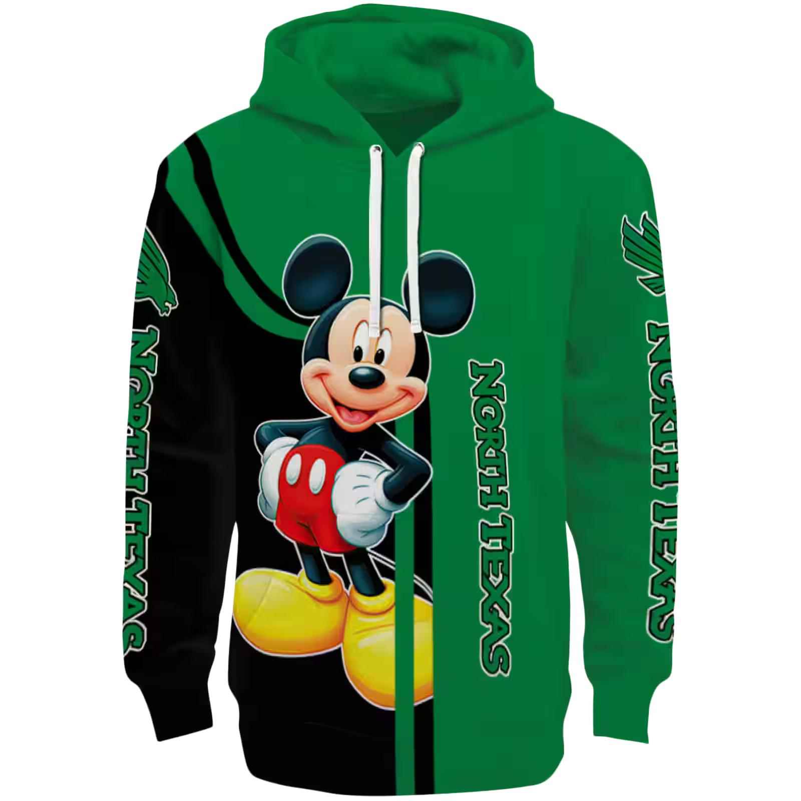 North Texas Mean Green Mickey Mouse Green Black Hoodie