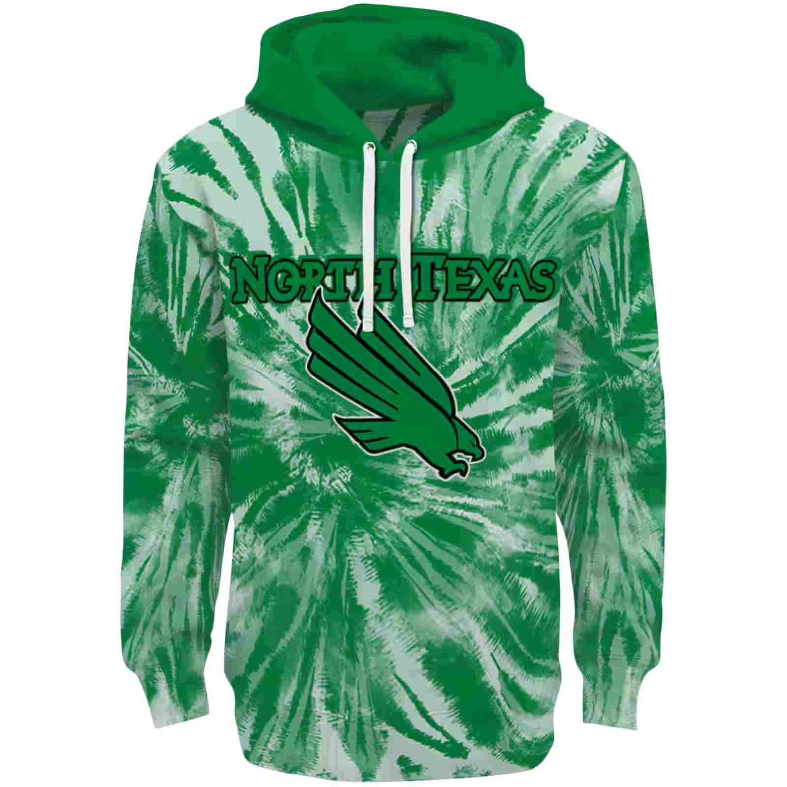 North Texas Mean Green Tie Dye Pattern Green Hoodie