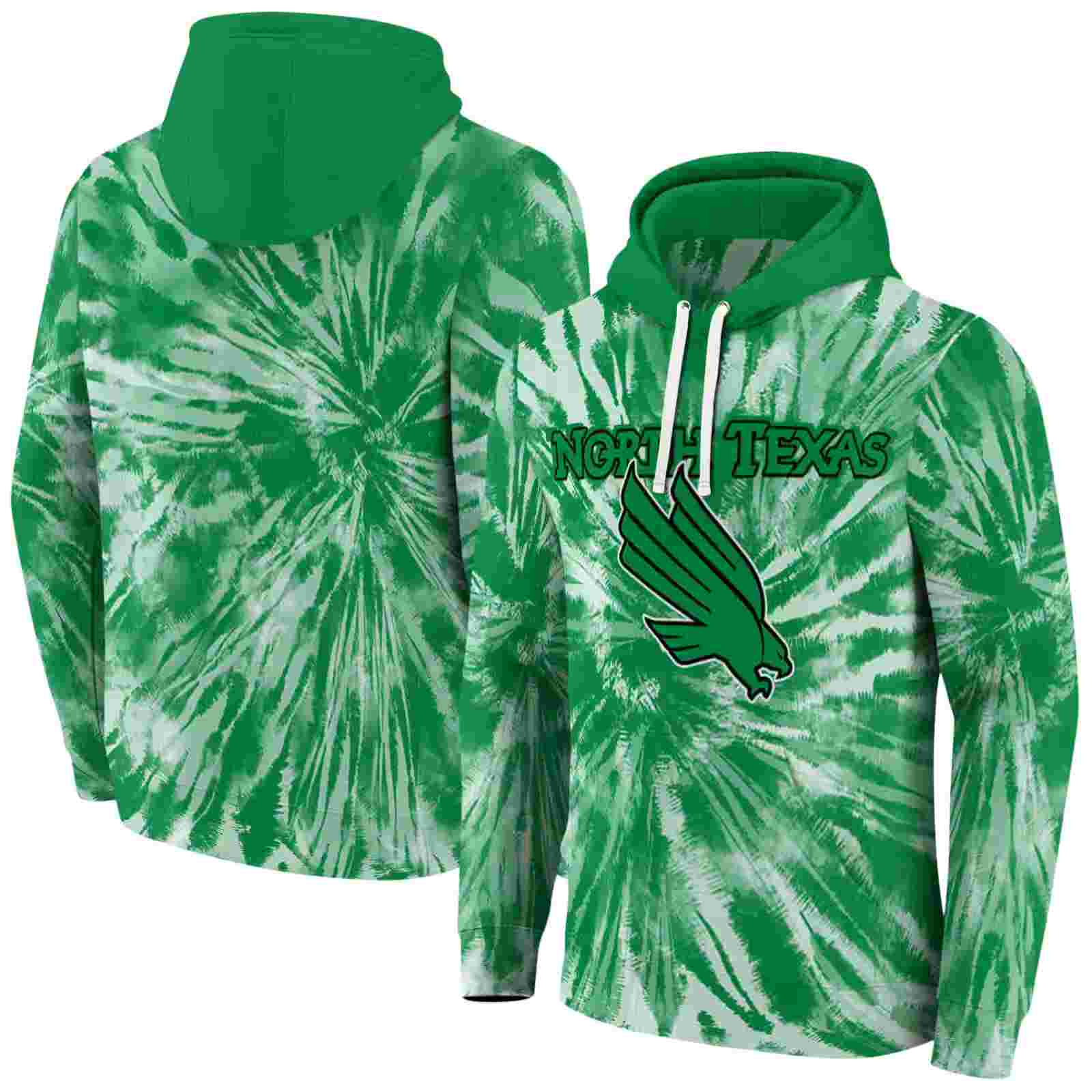 north texas mean green tie dye pattern green hoodie fashion forward