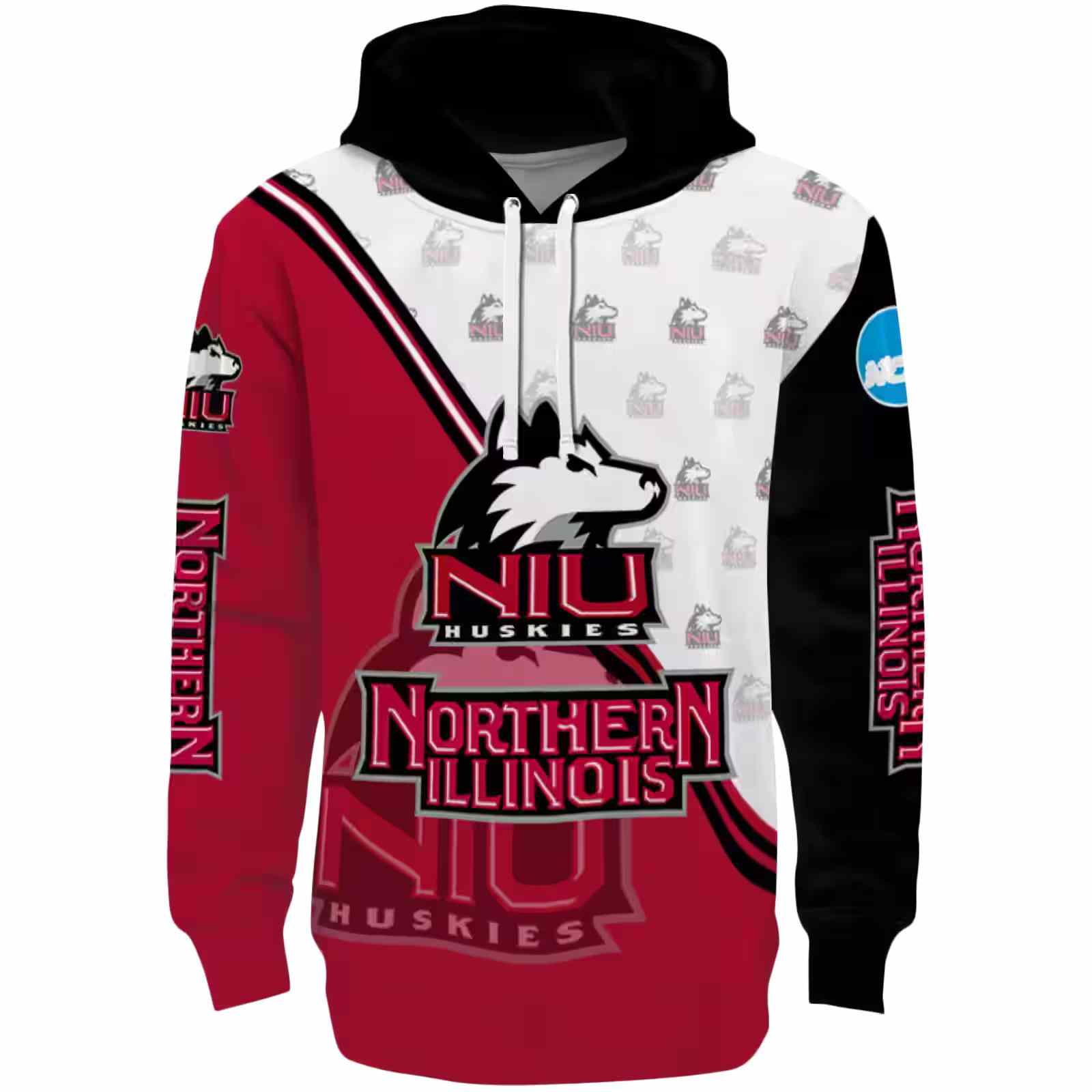 Northern Illinois Huskies Diagonal Stripe Red White Hoodie