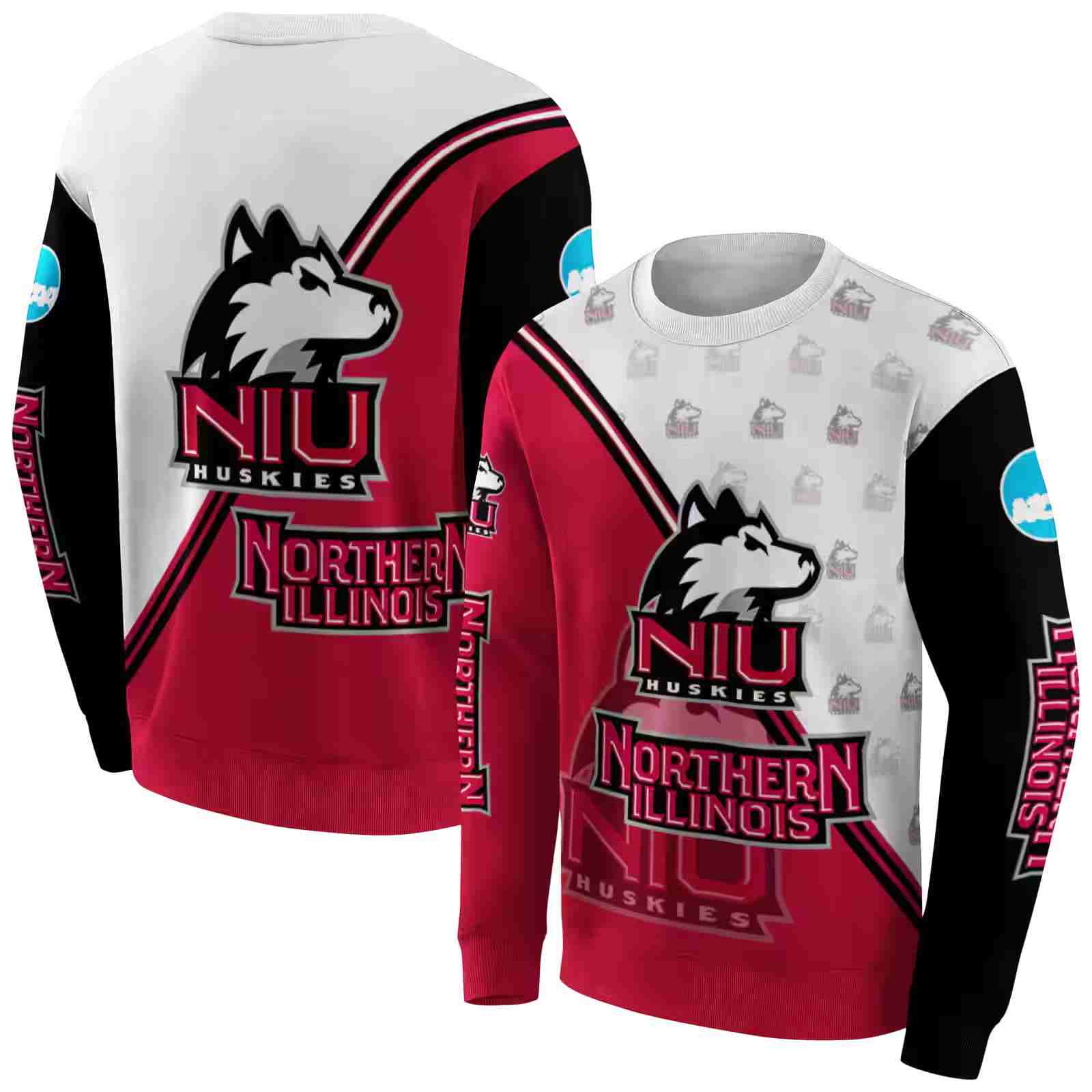 northern illinois huskies diagonal stripe red white hoodie premium grade