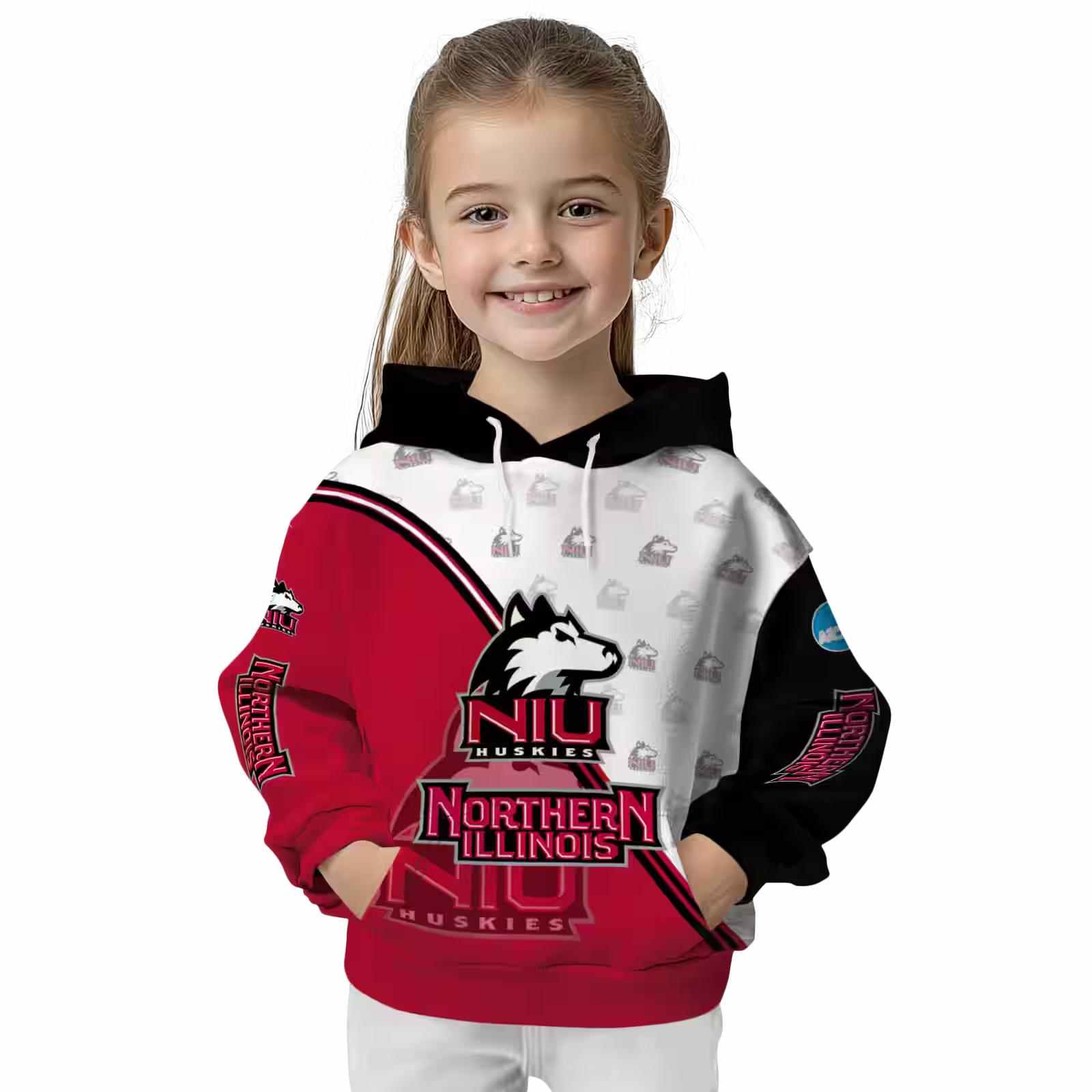 northern illinois huskies diagonal stripe red white hoodie top rated