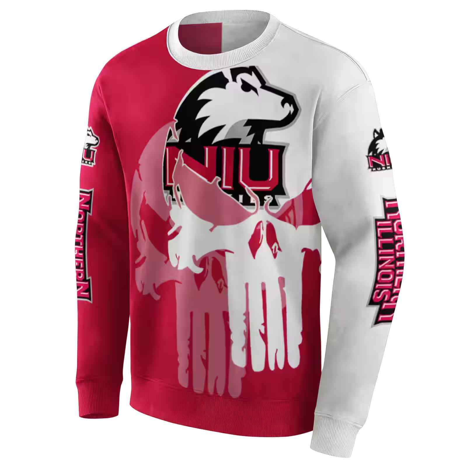 northern illinois huskies graphic punisher red white hoodie new arrival