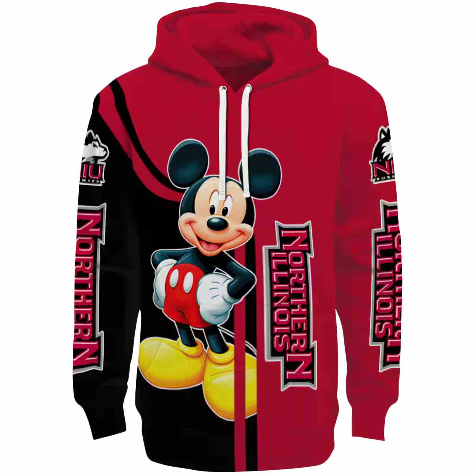 Northern Illinois Huskies Mickey Mouse Red Black Hoodie