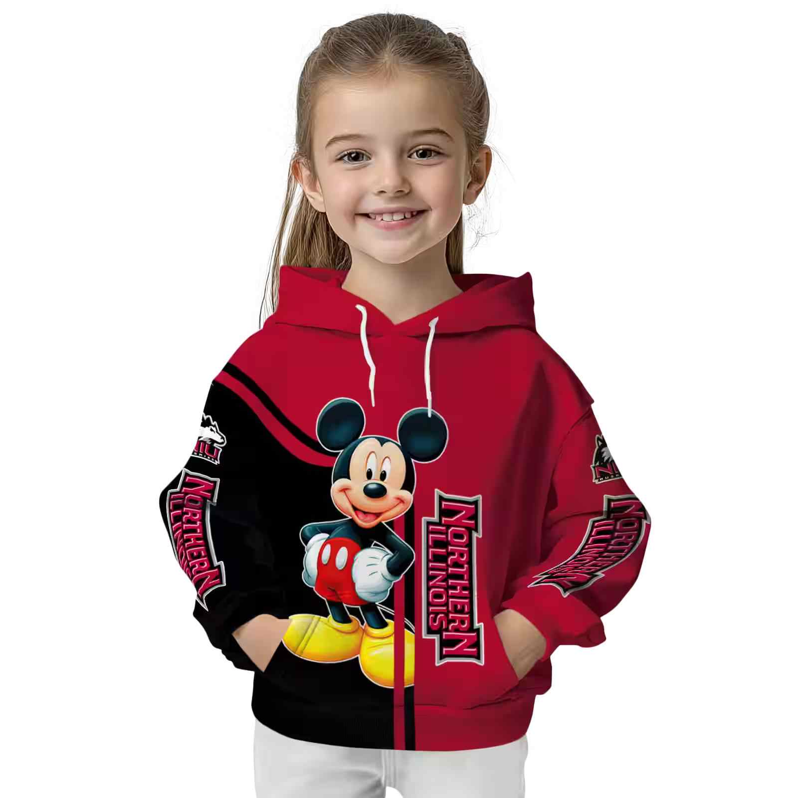 northern illinois huskies mickey mouse red black hoodie top rated